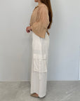 Tensione In - Pantalone cargo in cotone panna