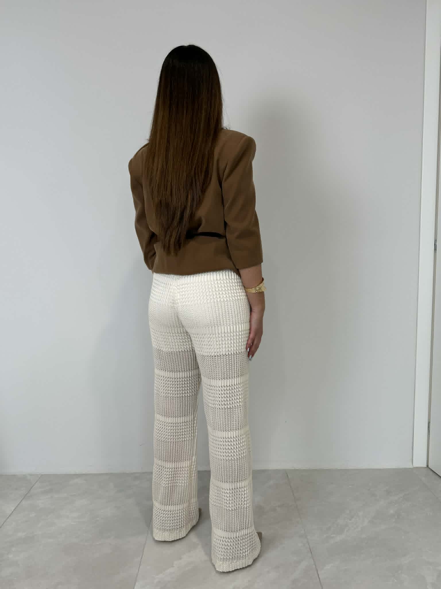 Haveone - Pantalone tessuto goffrato