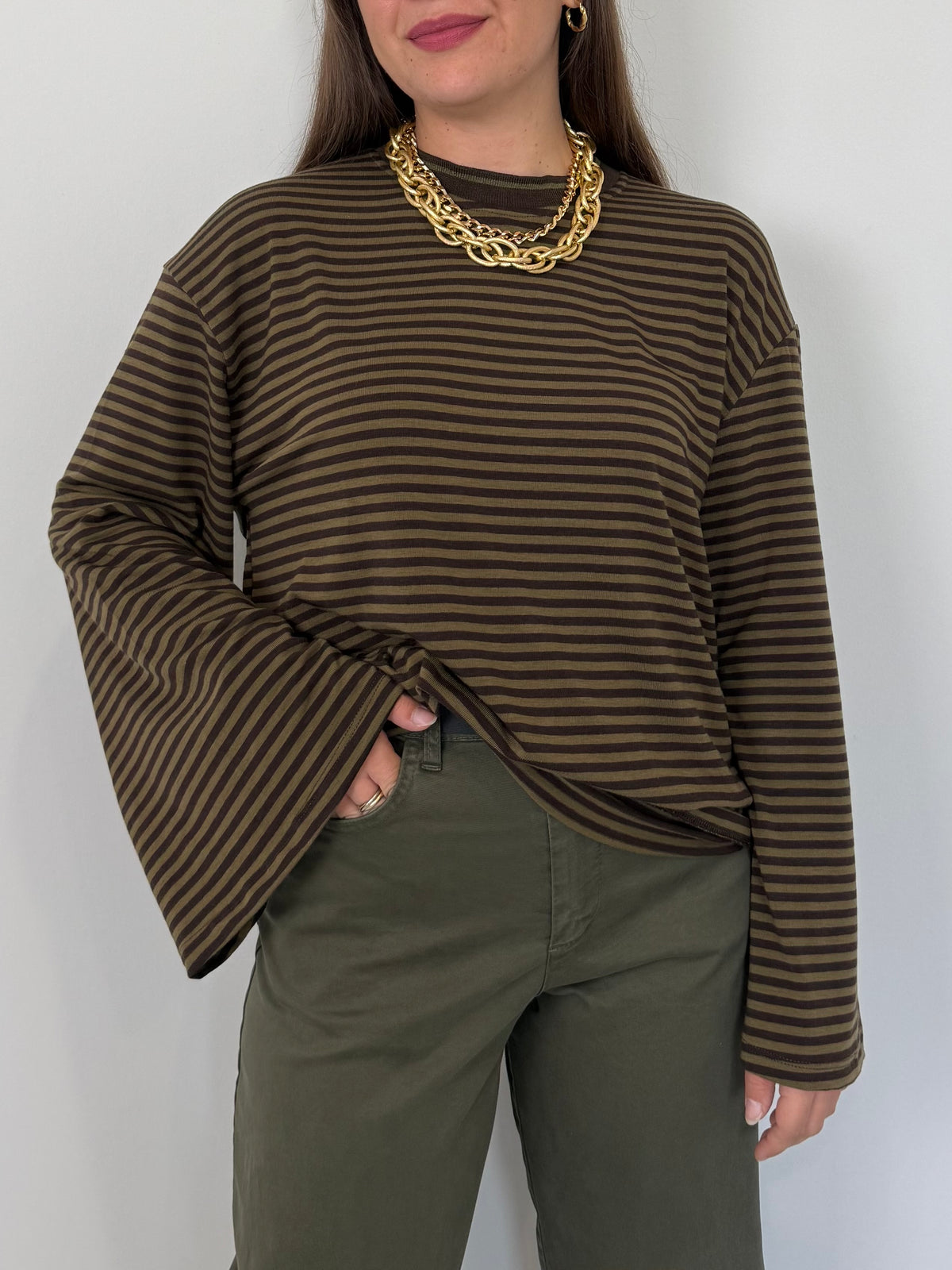 SusyMix - Maglia trapezio verde e moro