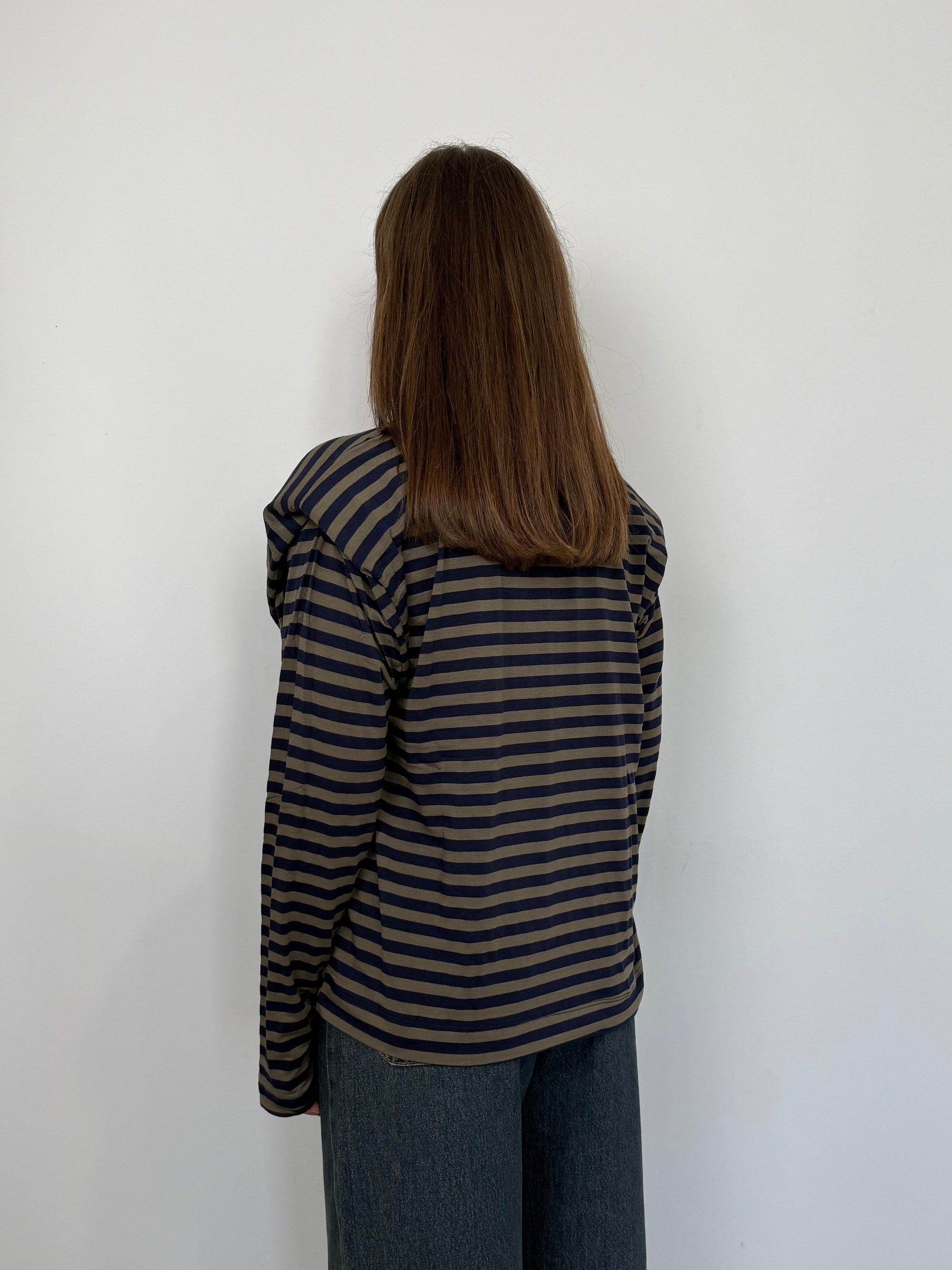 Haveone - Maglia spalline righe fango