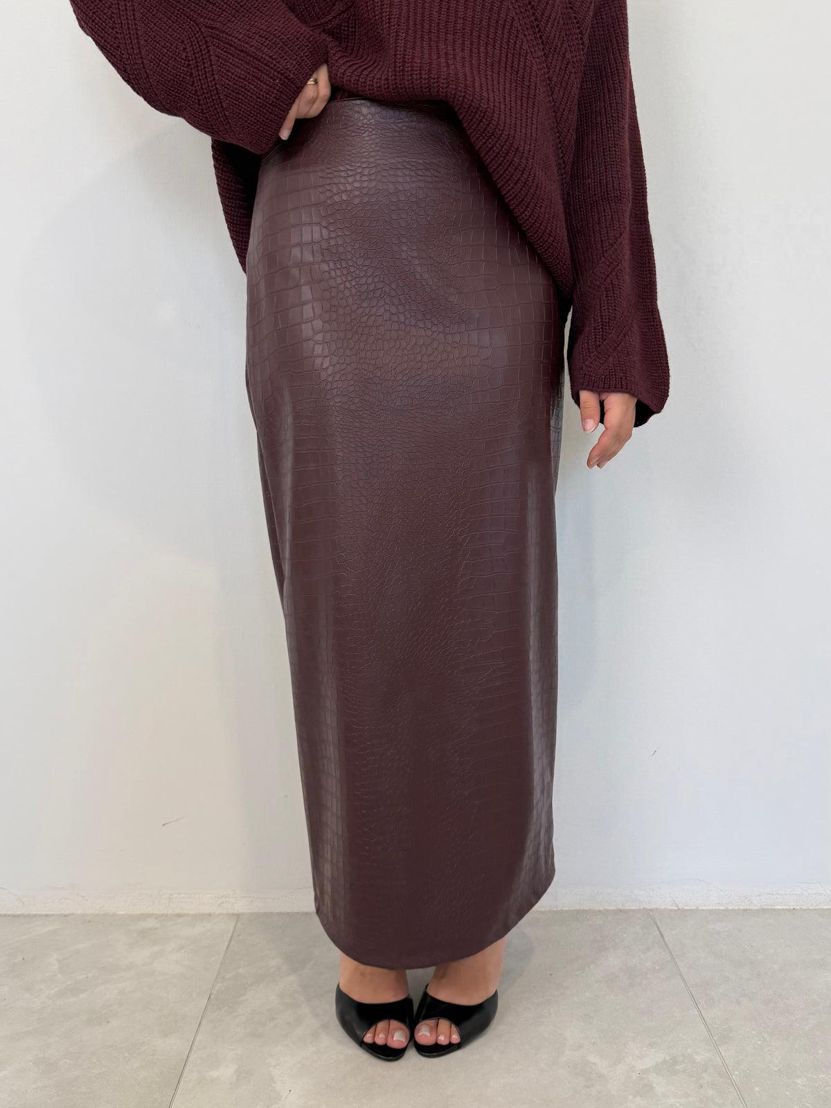 Haveone - Gonna ecopelle cocco bordeaux