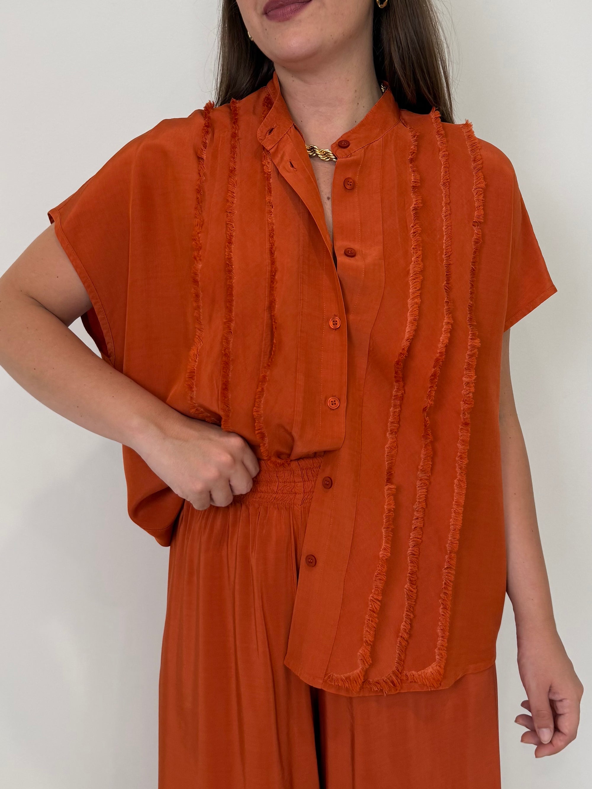 Tensione In - Camicia in viscosa papaya