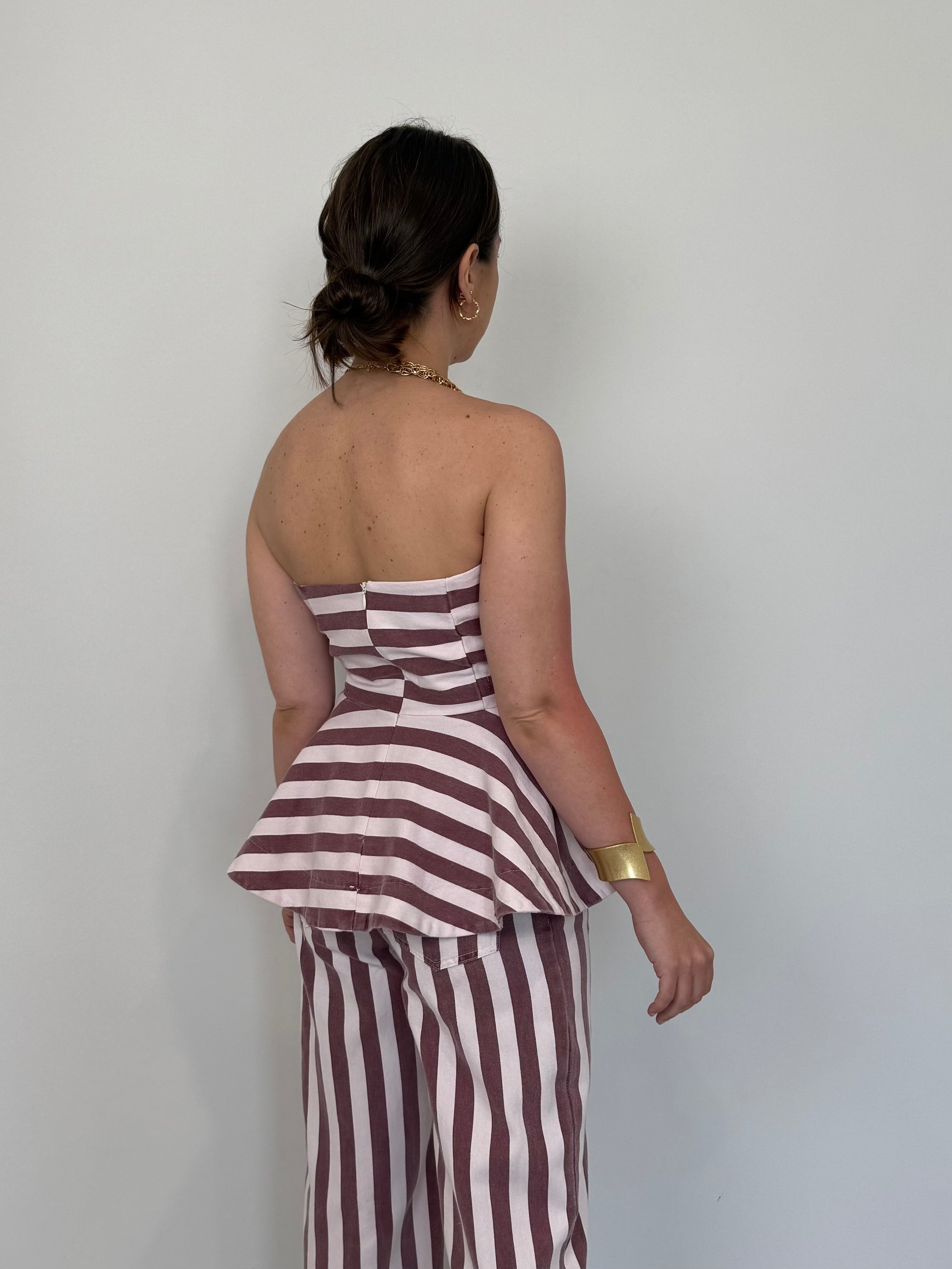 Tensione In - Top a fascia rigato rosa