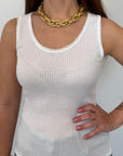 Haveone - Canotta costine con bordino bianca