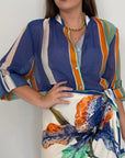 Haveone - Camicia righe asimmetriche blu