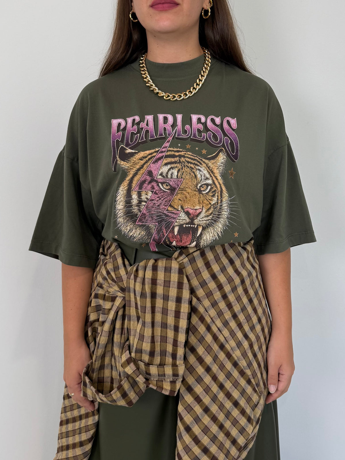SusyMix - T-shirt over con tigre verde