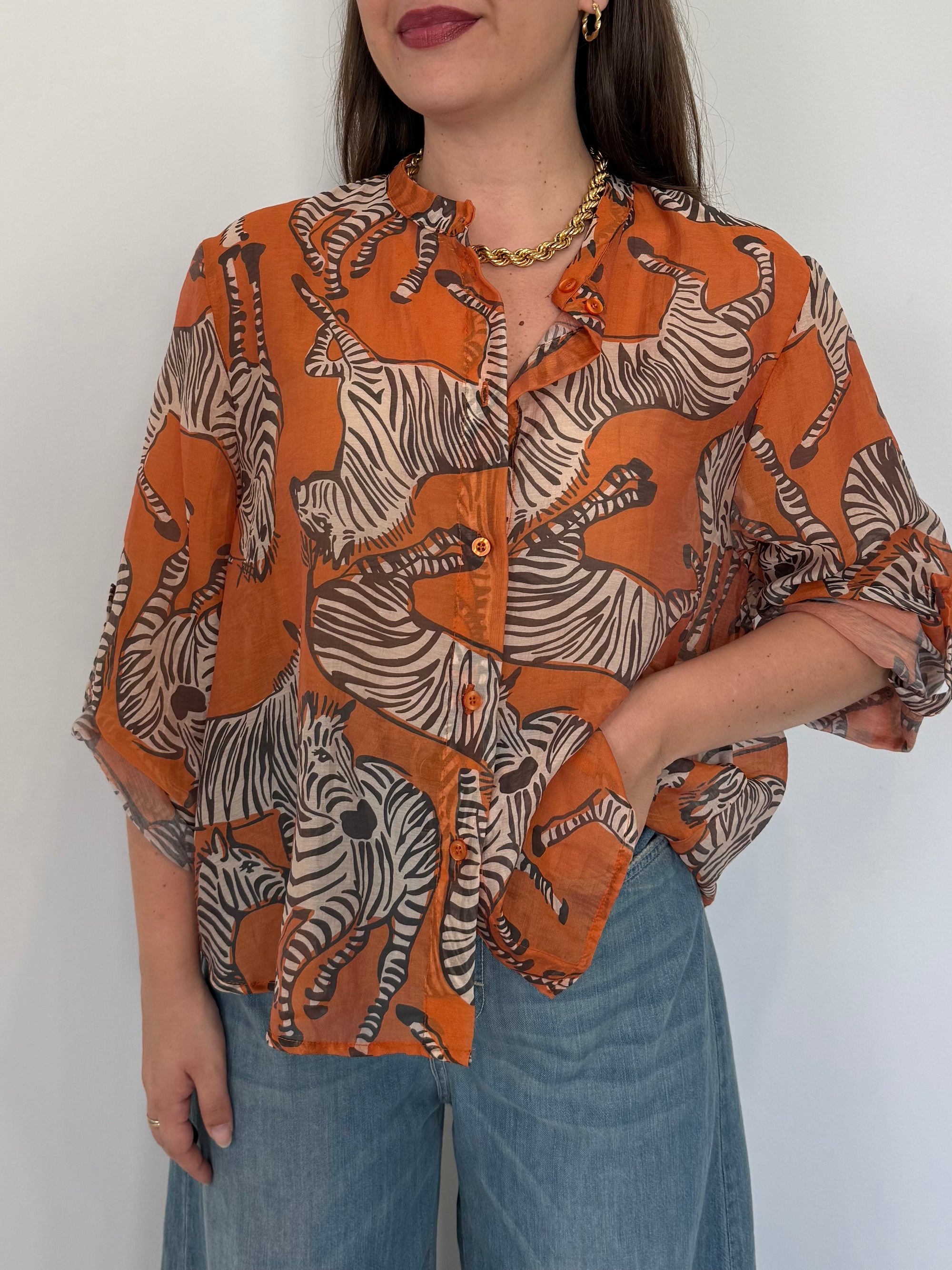 Haveone - Camicia con fantasia zebre