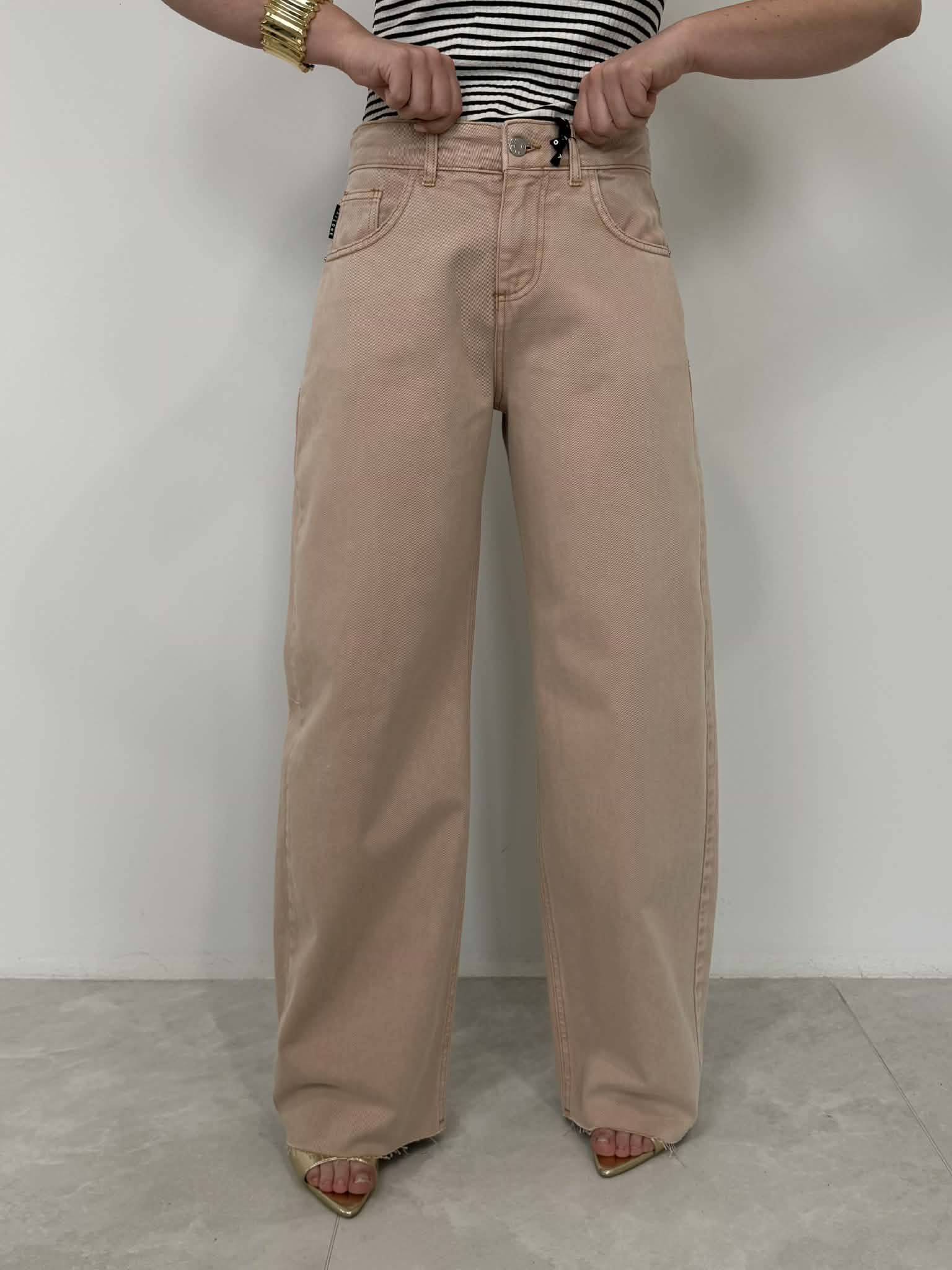 Haveone - Pantalone in cotone taglio vivo rosa