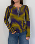 Haveone - Maglia serafino righe verde