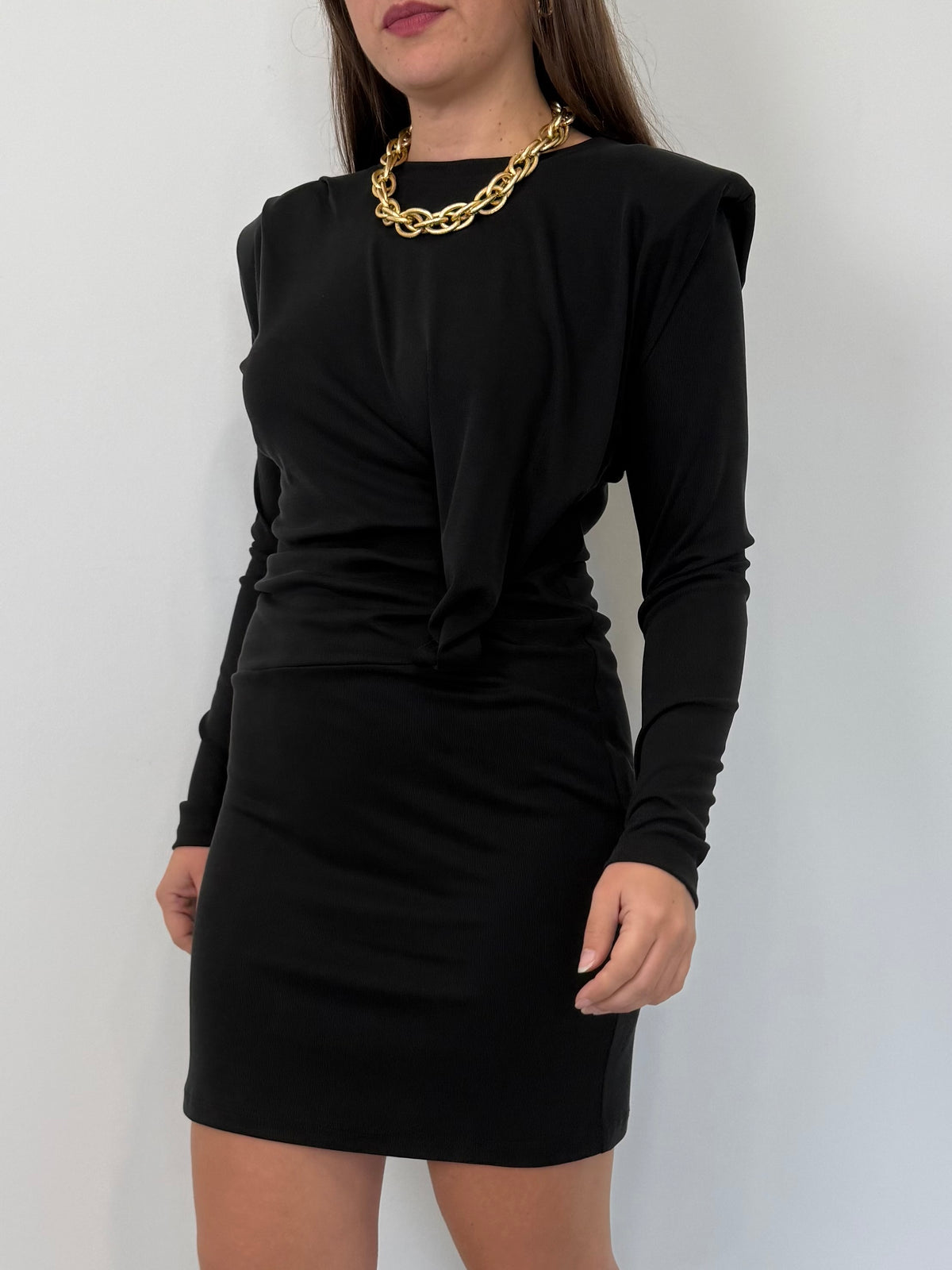 Haveone - Abito con spalline e nodo nero