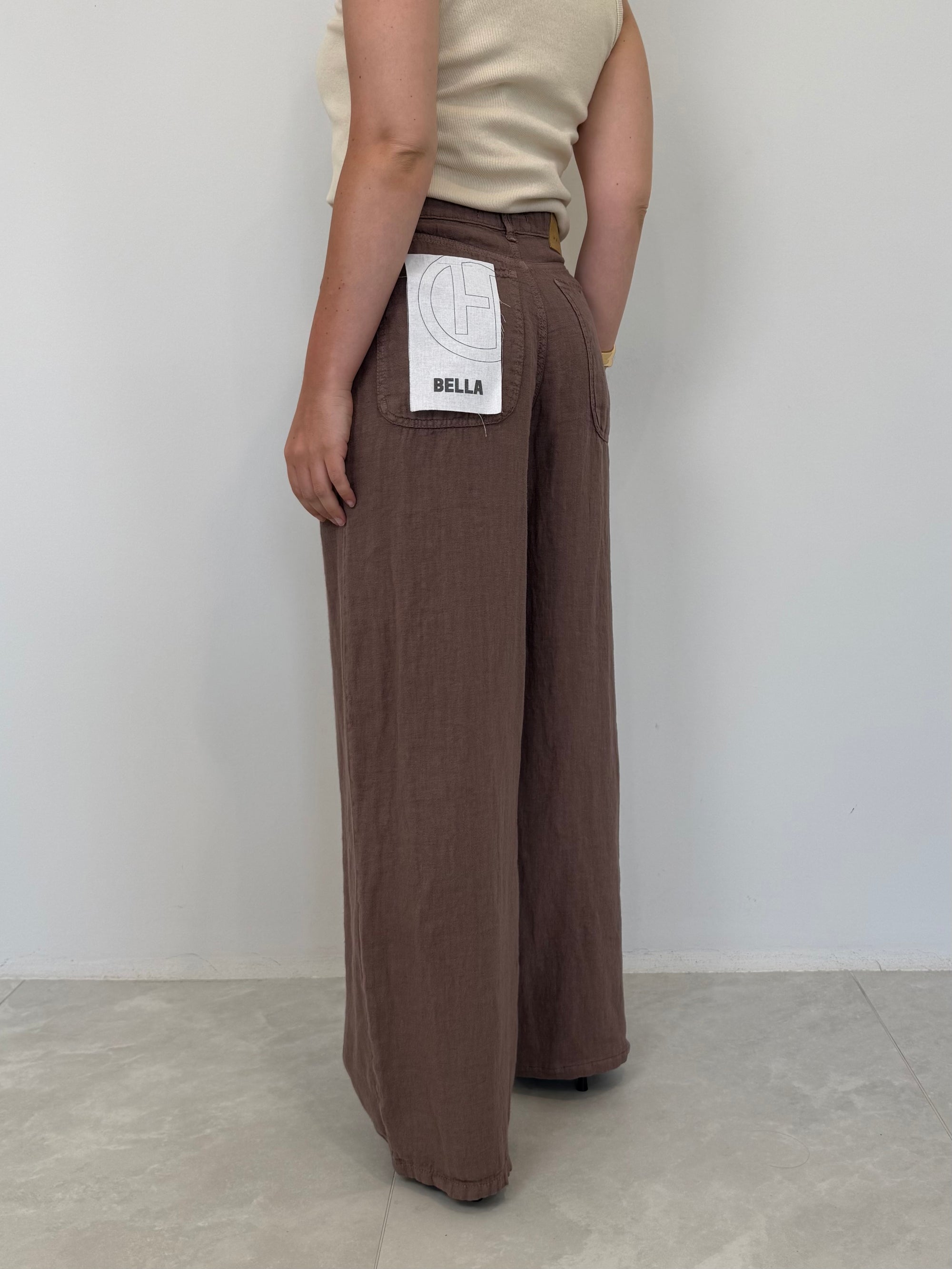Haveone - Pantalone bella in lino moro