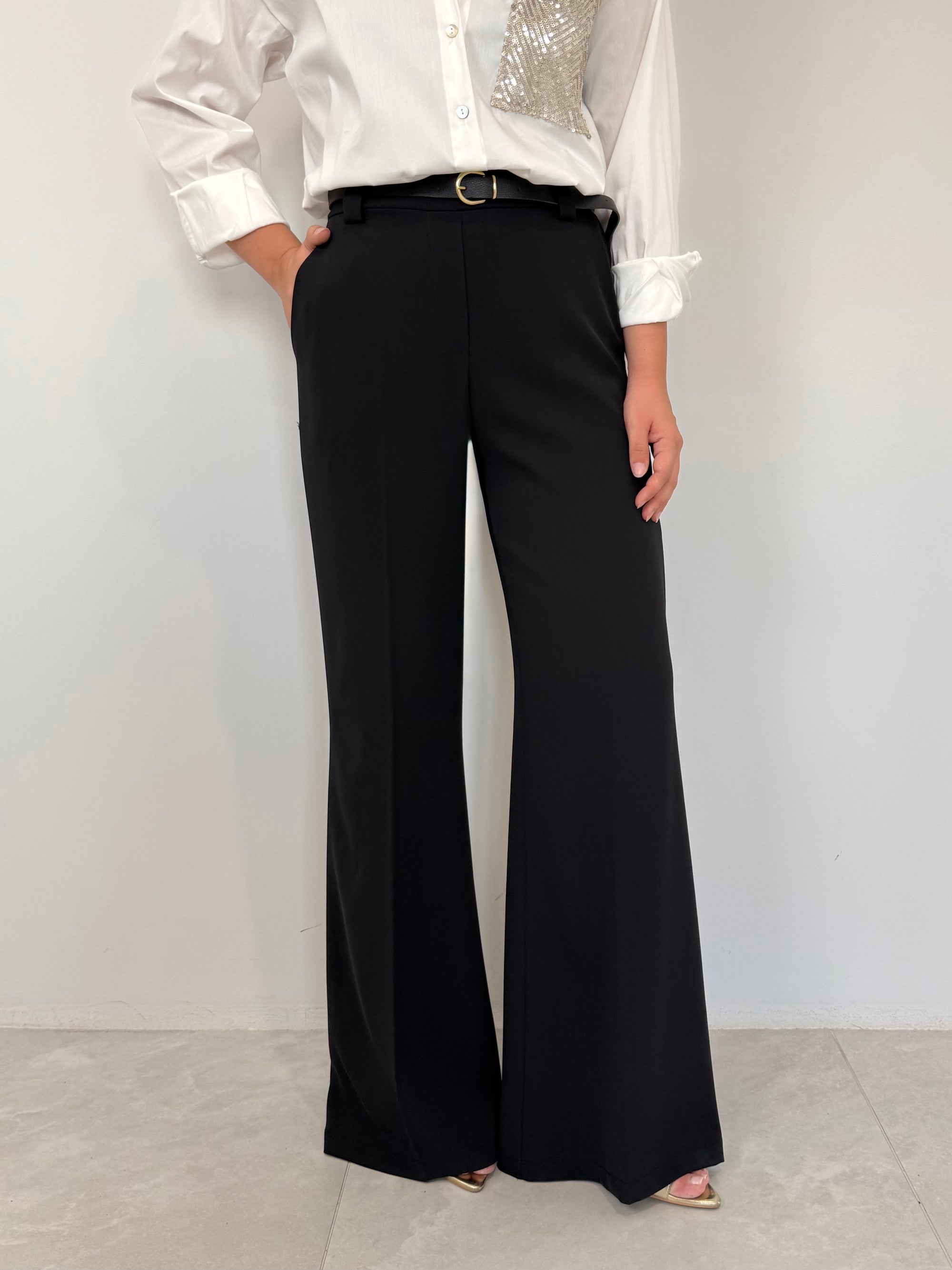 SusyMix - Pantalone fluido flare nero