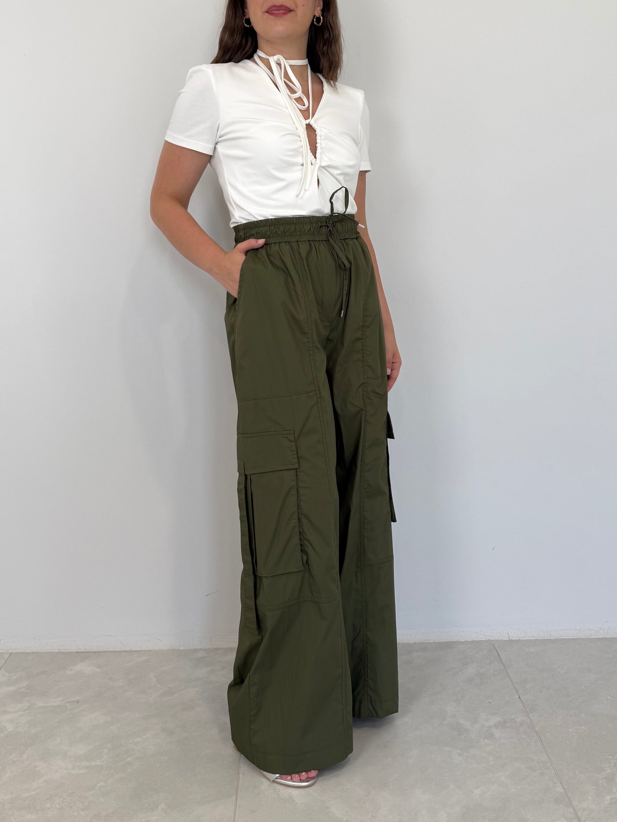Tensione In - Pantalone cargo paracute verde