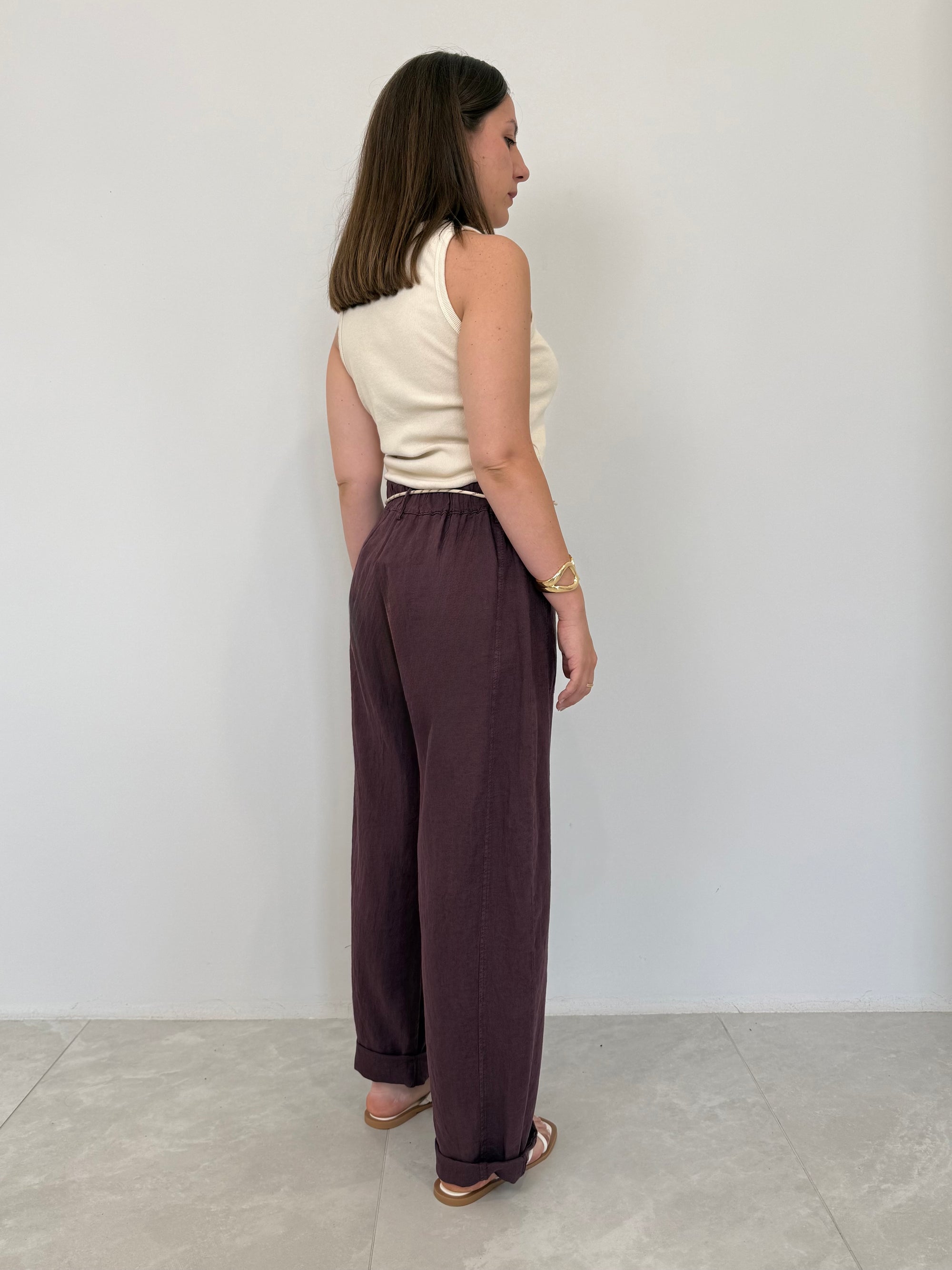 SusyMix - Pantalone no stellina in lino fico