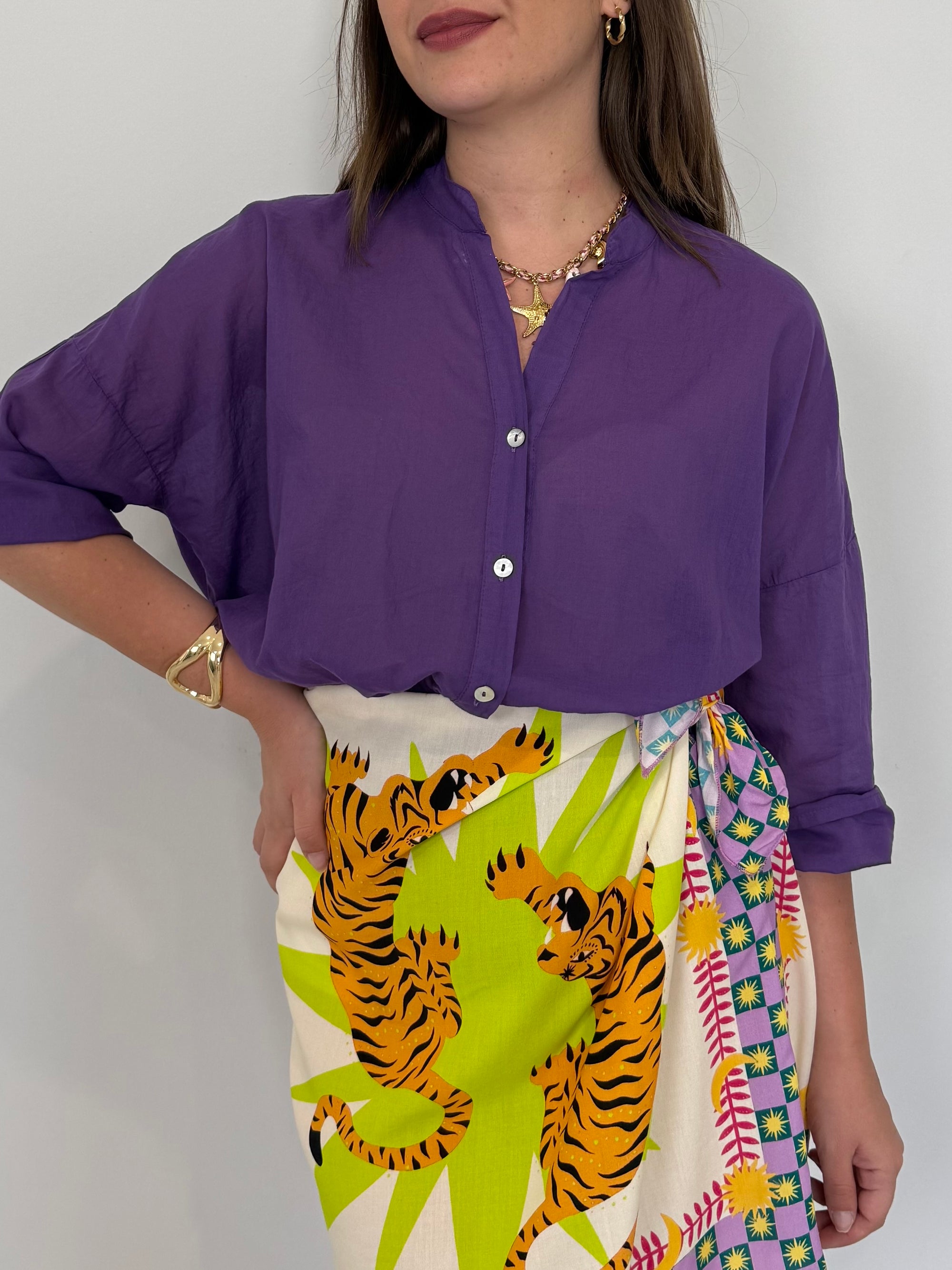 PRE-ORDINE 15/06: Haveone - Camicia in mussola di cotone viola