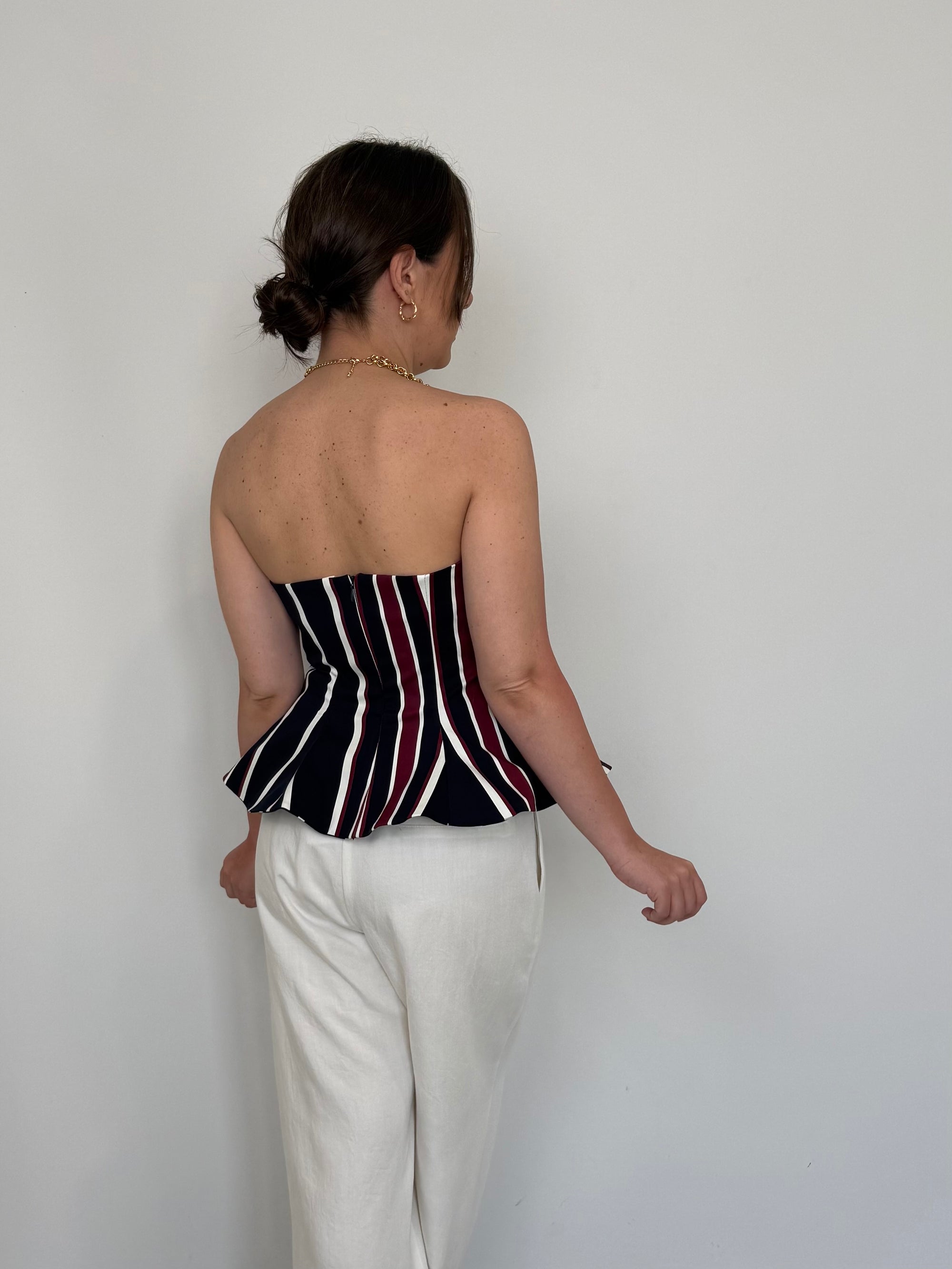 Tensione In - Top a fascia rigato blu/india