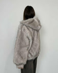 Civico23 - Ecopelliccia con cappuccio grigio
