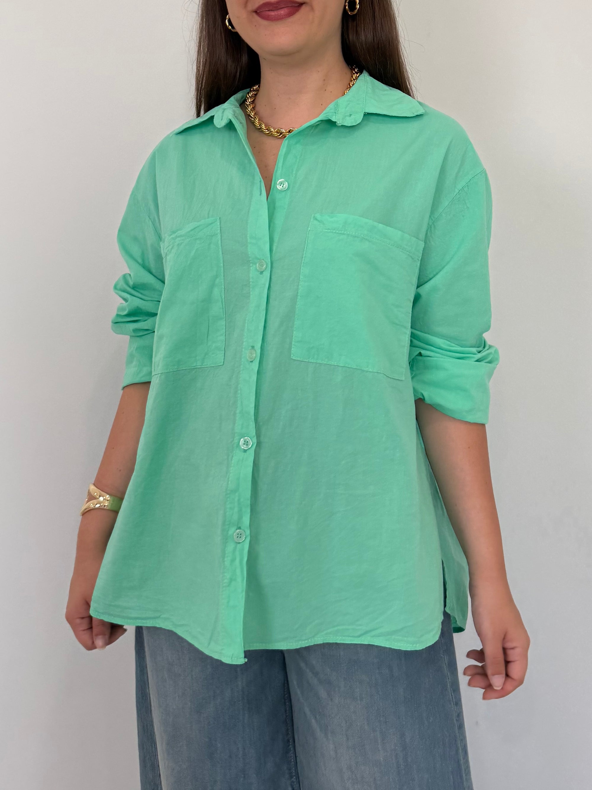 Haveone - Camicia doppia tasca acqua marina