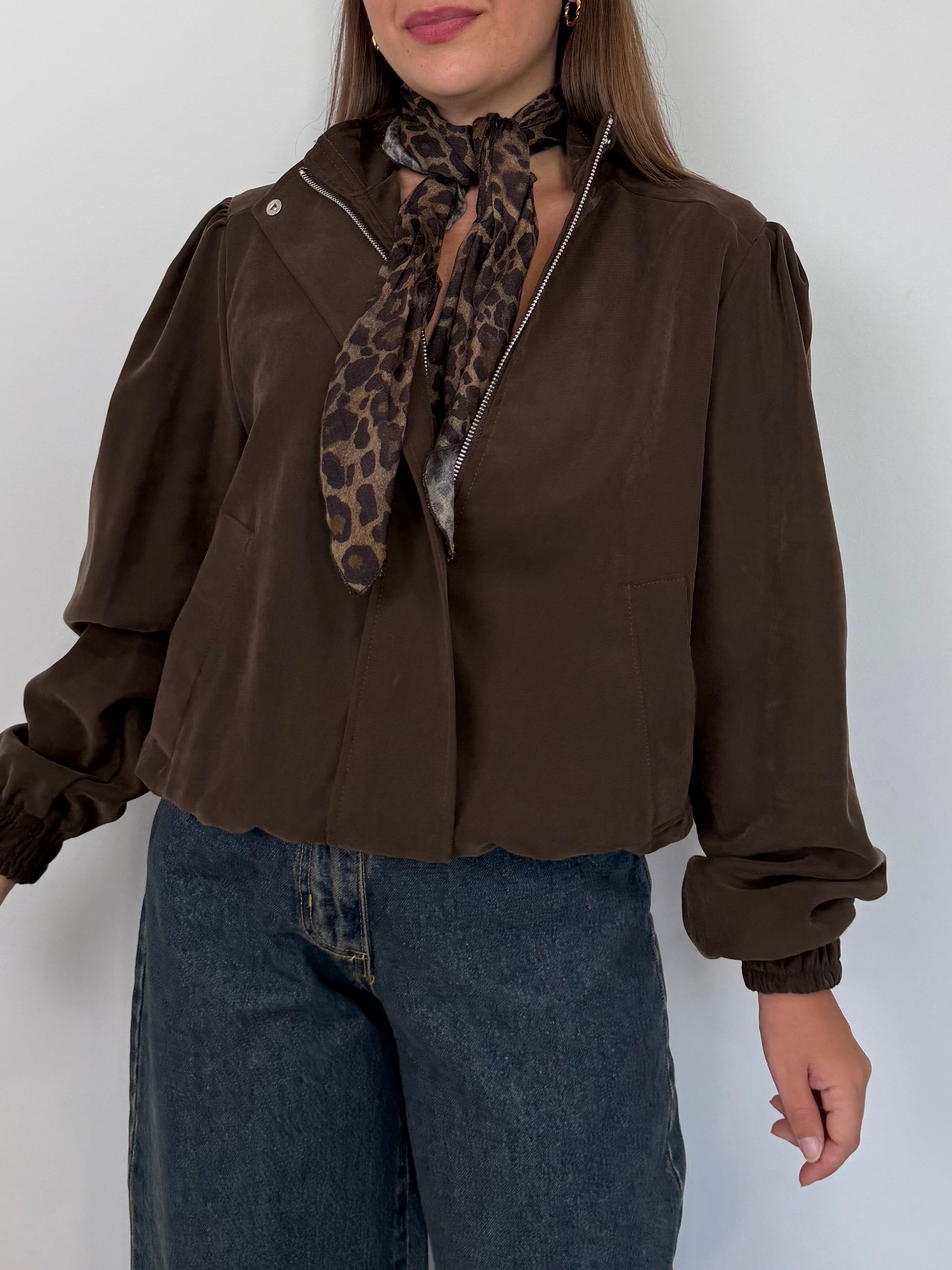 SusyMix - Bomber in cupro con foulard