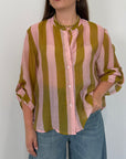 Haveone - Camicia righe larghe rosa/olio