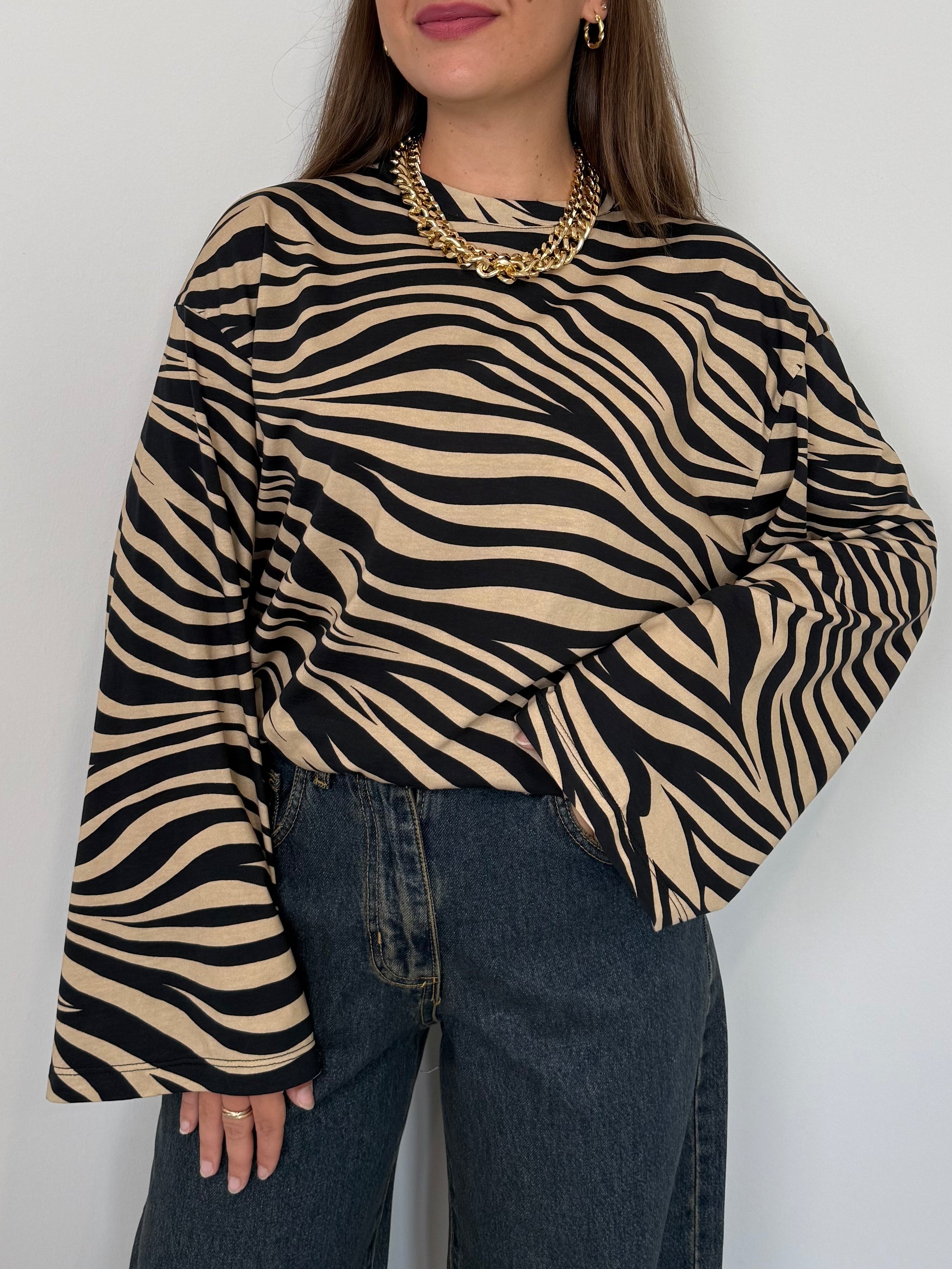 Tensione In - Maglia manica trapezio zebrata