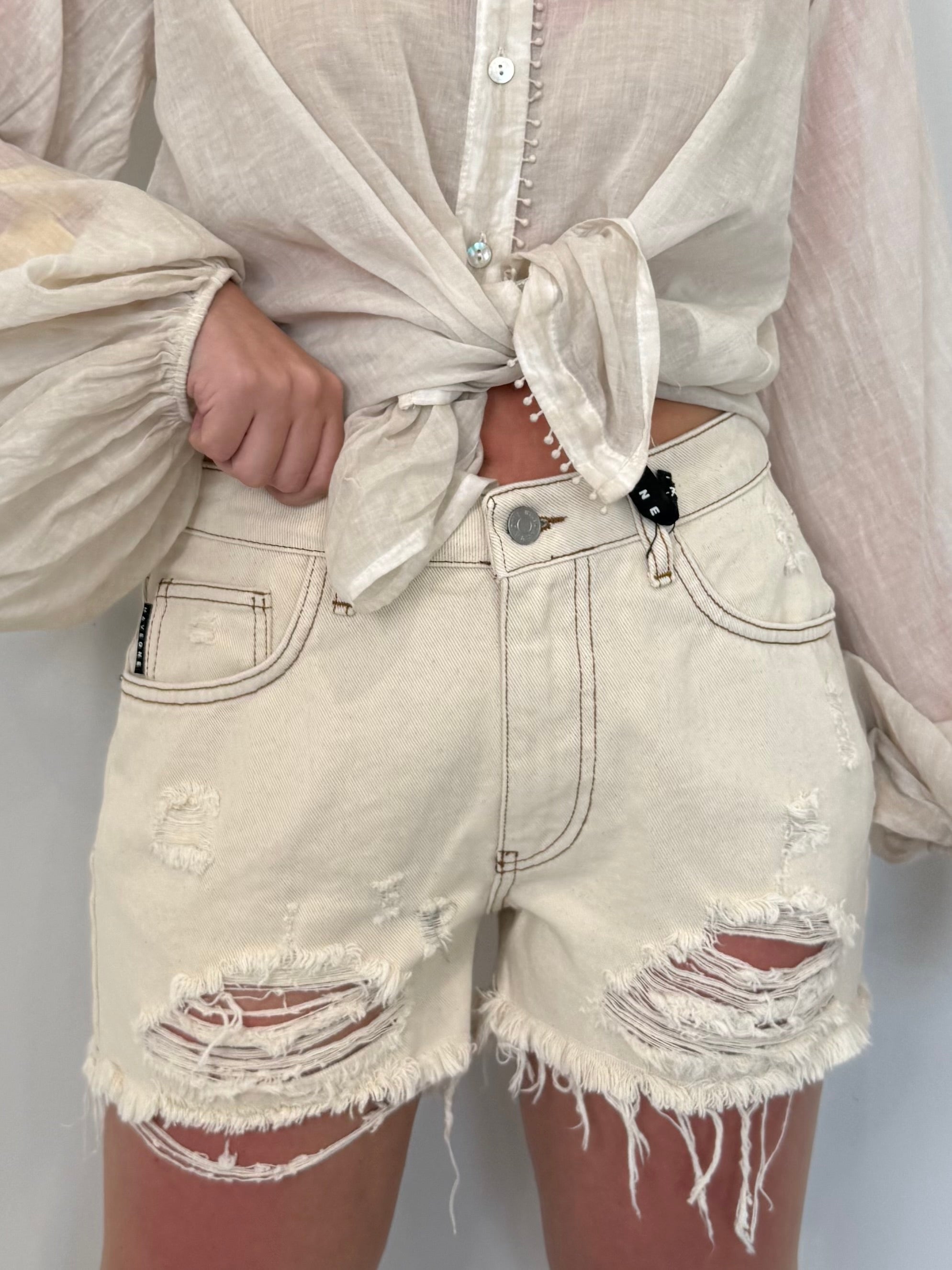Haveone - Short con taglio vivo naturale