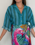 Tensione - Camicia righe acquamarina