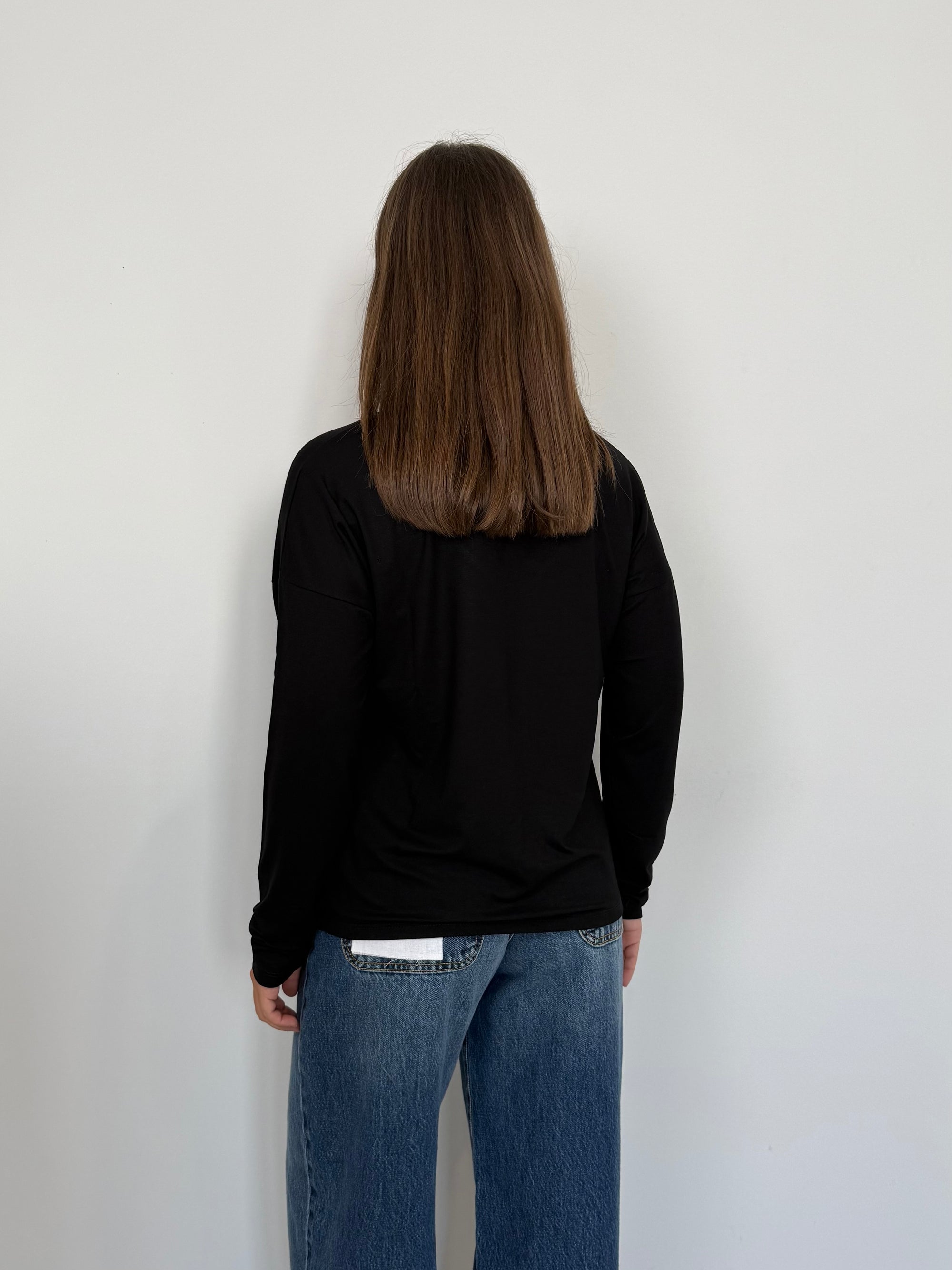 SusyMix - Maglia scatola scollo V nera