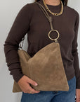Civico23 - Tracolla anello in vera pelle beige
