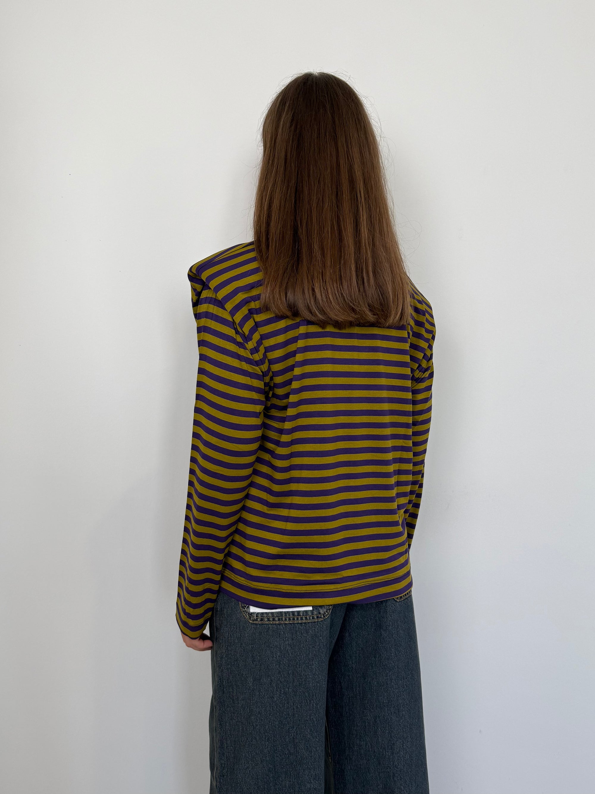Haveone - Maglia spalline righe verde