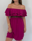 Kontatto - Abito shiffer con balze magenta