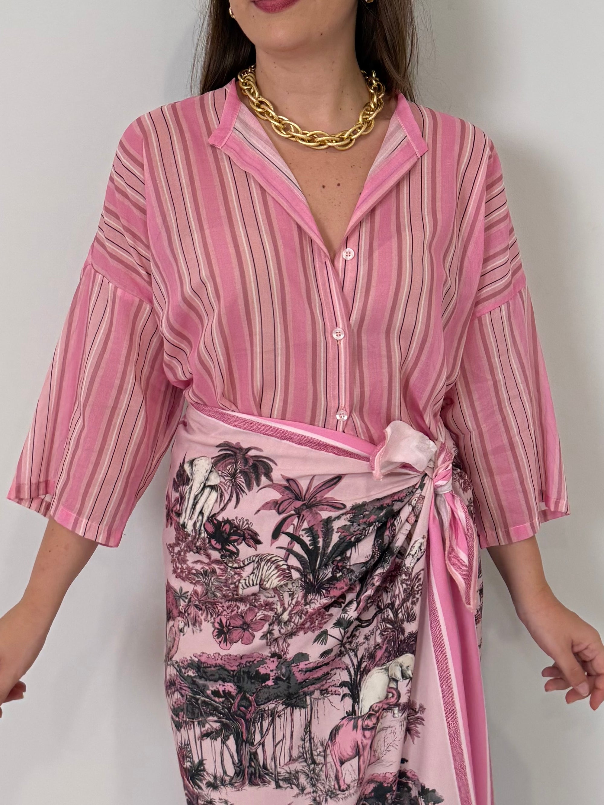Tensione - Camicia millerighe rosa