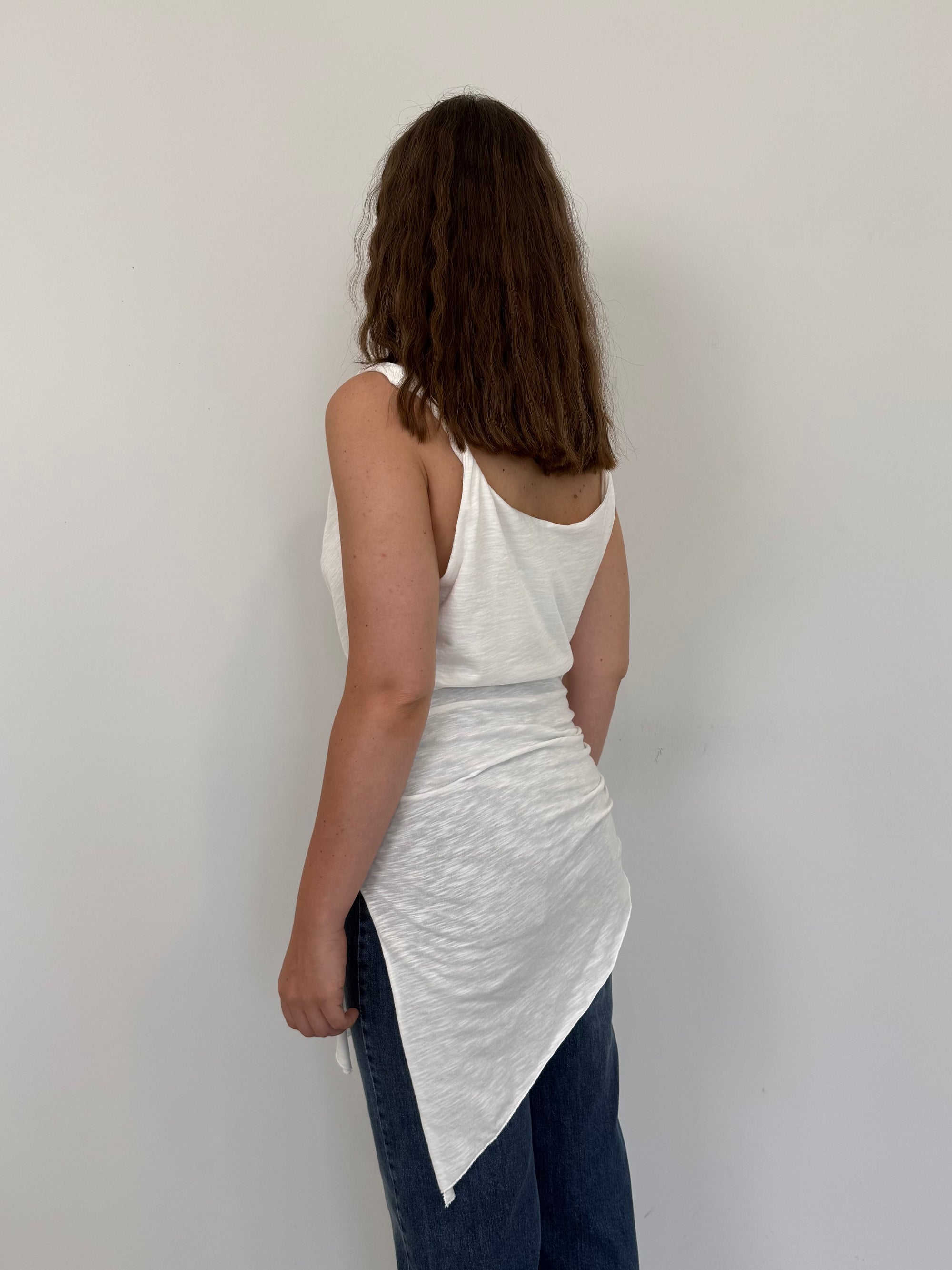 Haveone - Top asimmetrico impero bianco