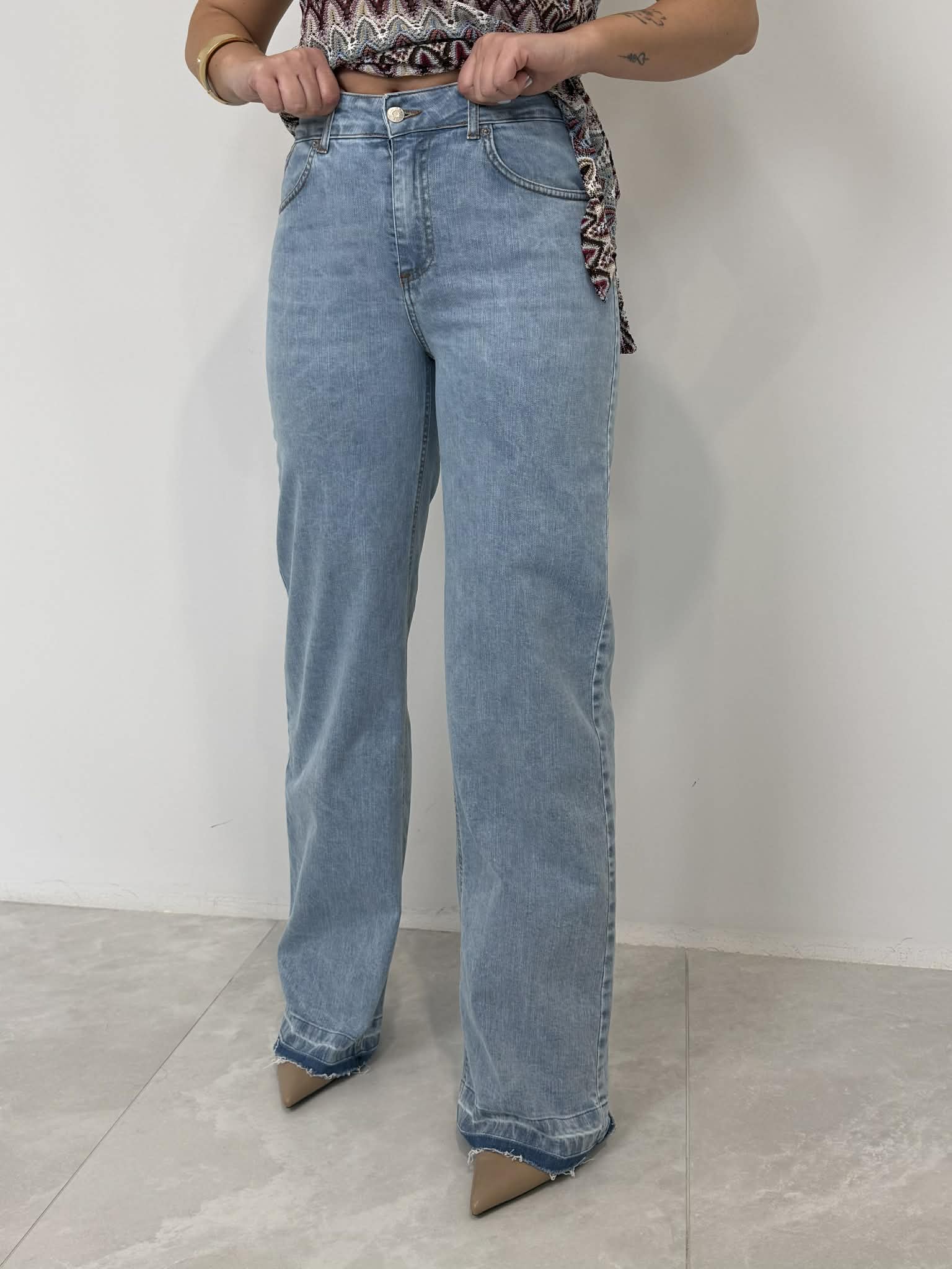 Haveone - Jeans Emma orlo scucito lav. chiaro