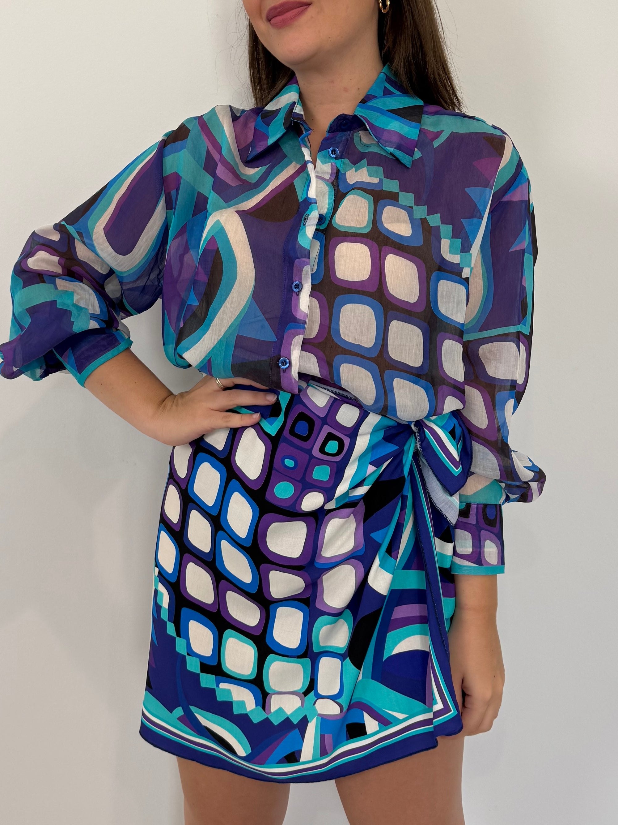 Tensione In - Gonna pareo geometrica blu