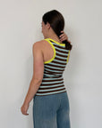 Haveone - Canotta righe moro contrasto giallo