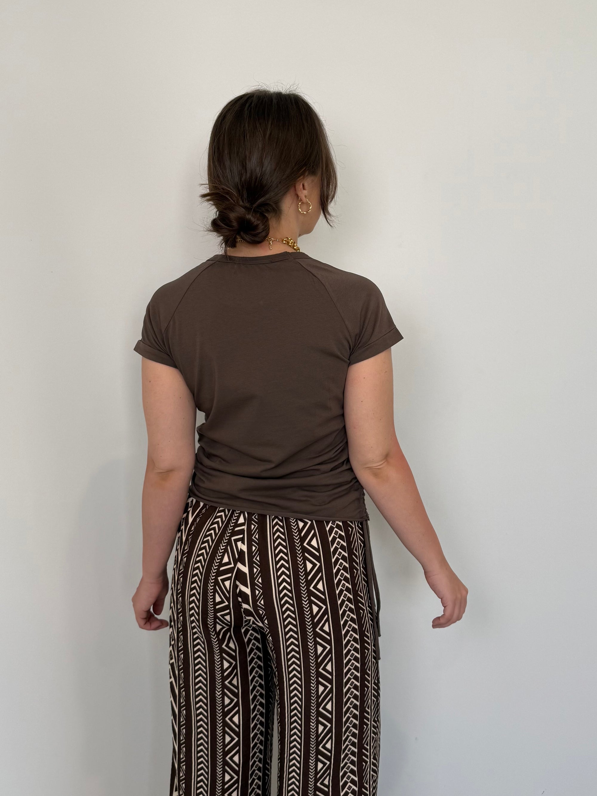 Haveone - T-shirt con lacci moro
