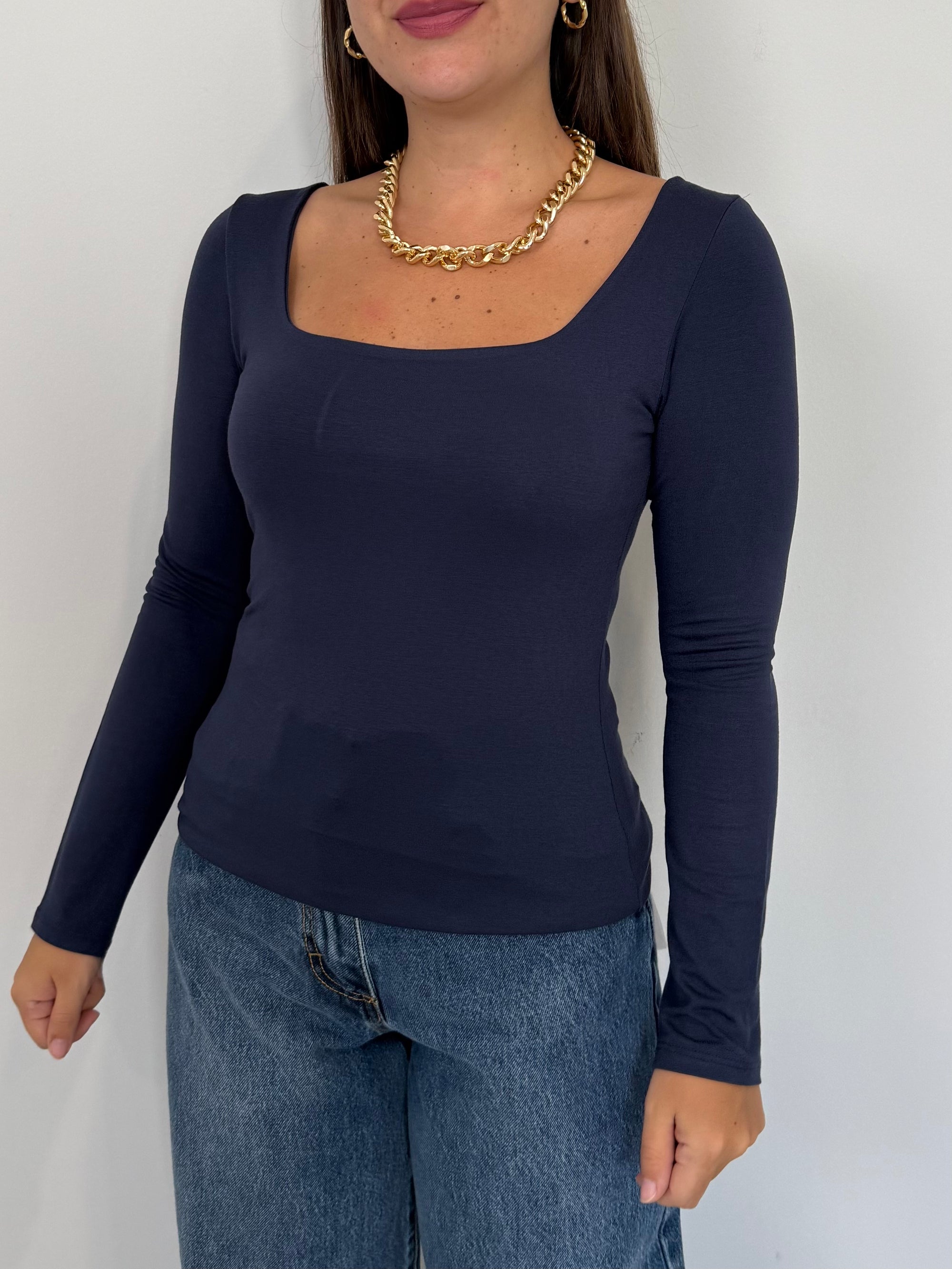 Civico23 - Maglia scollo quadrato blu