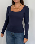 Civico23 - Maglia scollo quadrato blu
