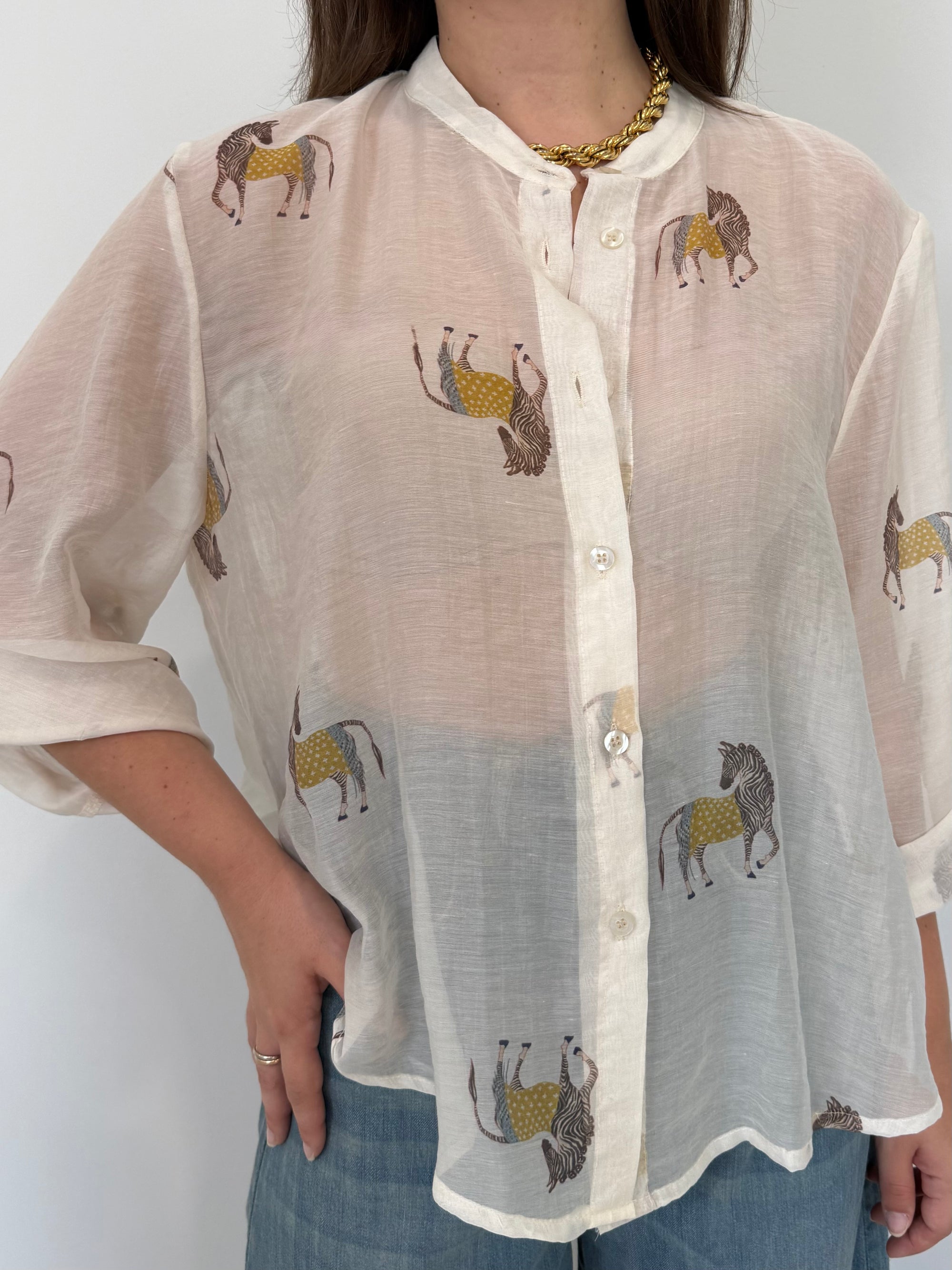 Haveone - Camicia con fantasia microzebre