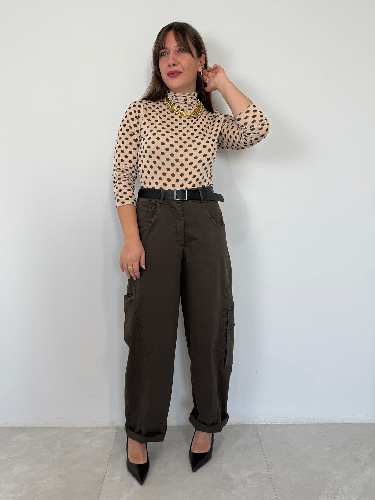 SusyMix - Pantalone ovetto cargo moro