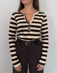 SusyMix - Maglia serafino riga moro