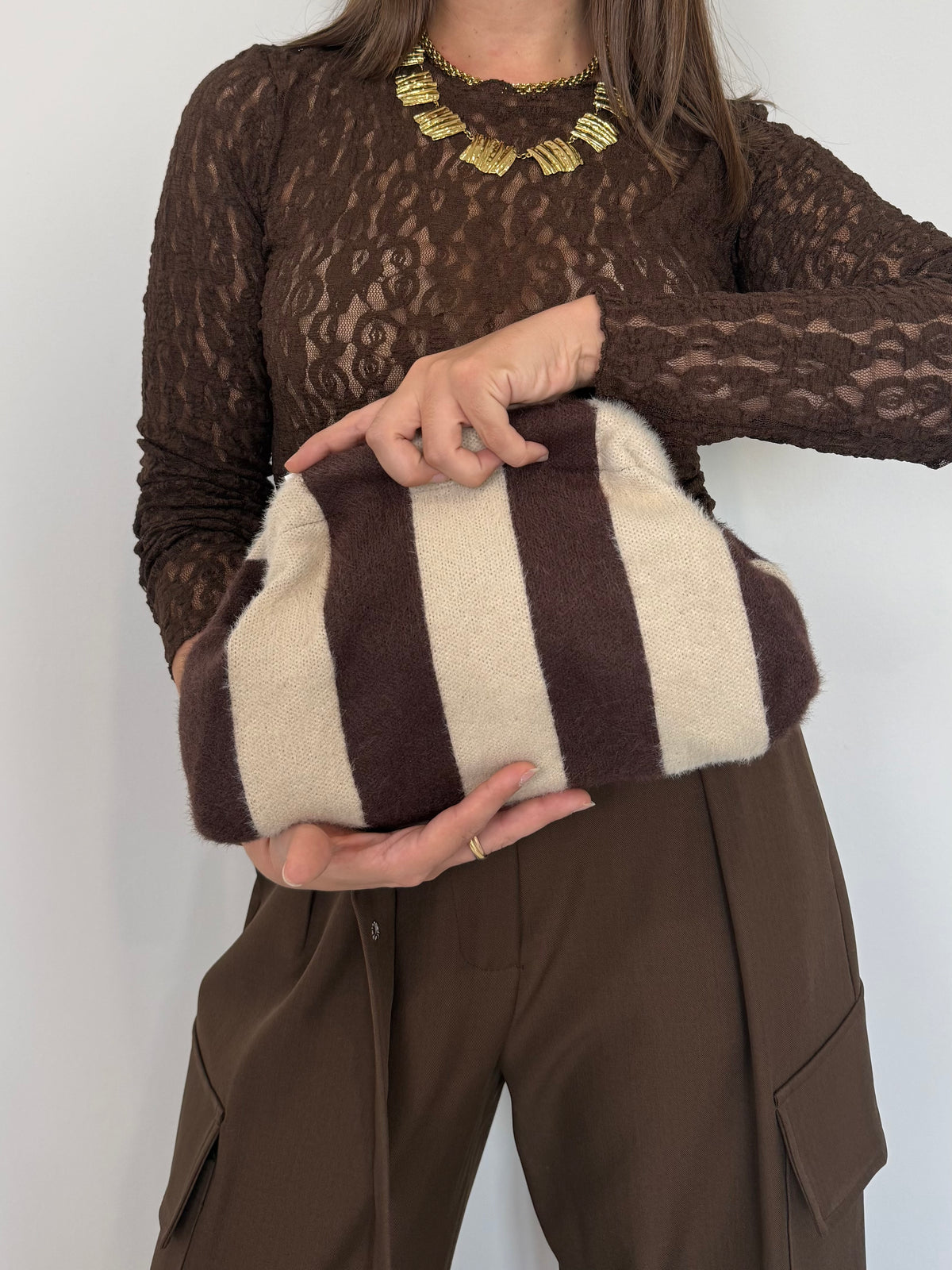 Civico23 - Borsa pouf pois moro/beige