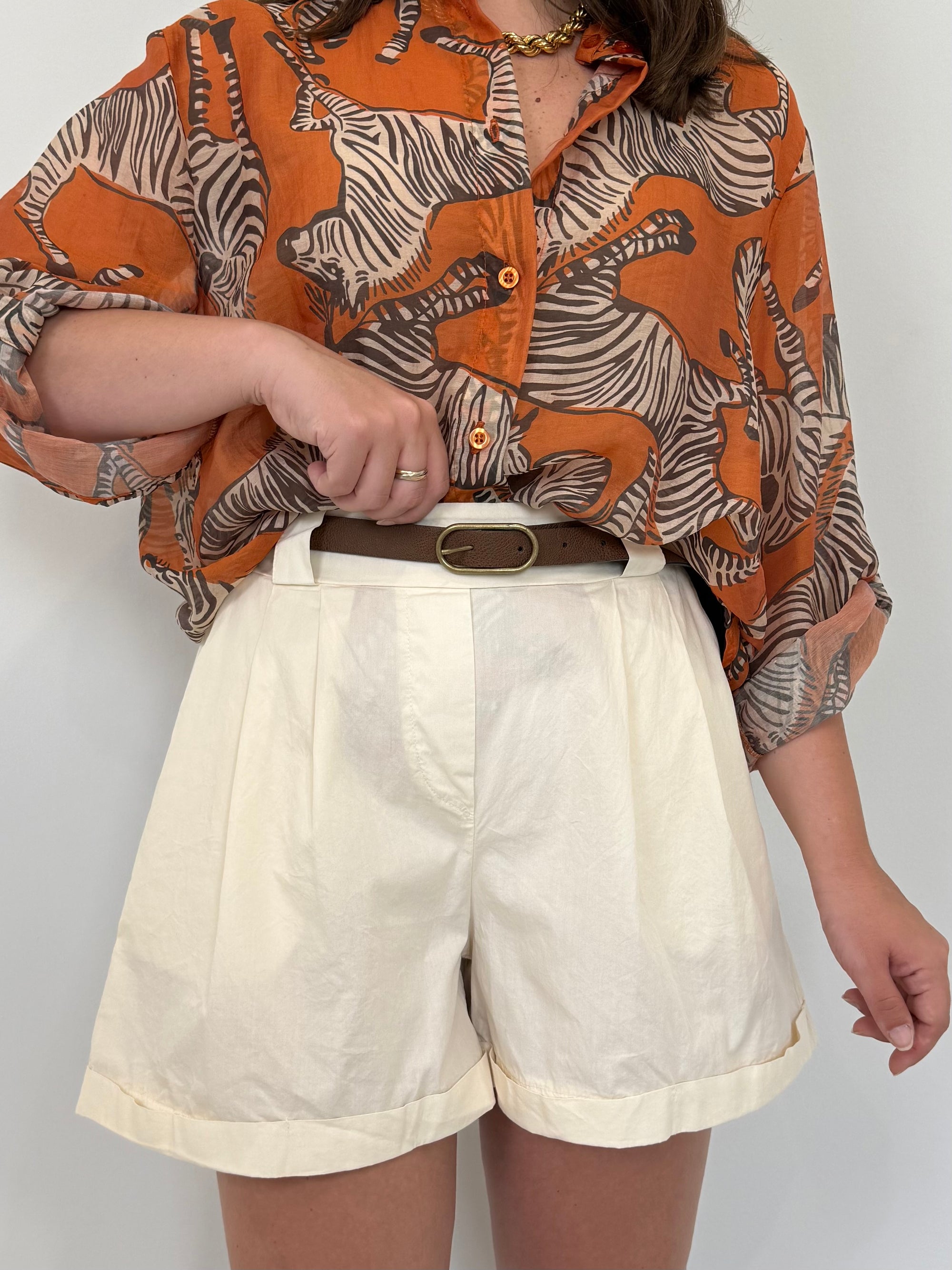 Haveone - Short in cotone con pence burro