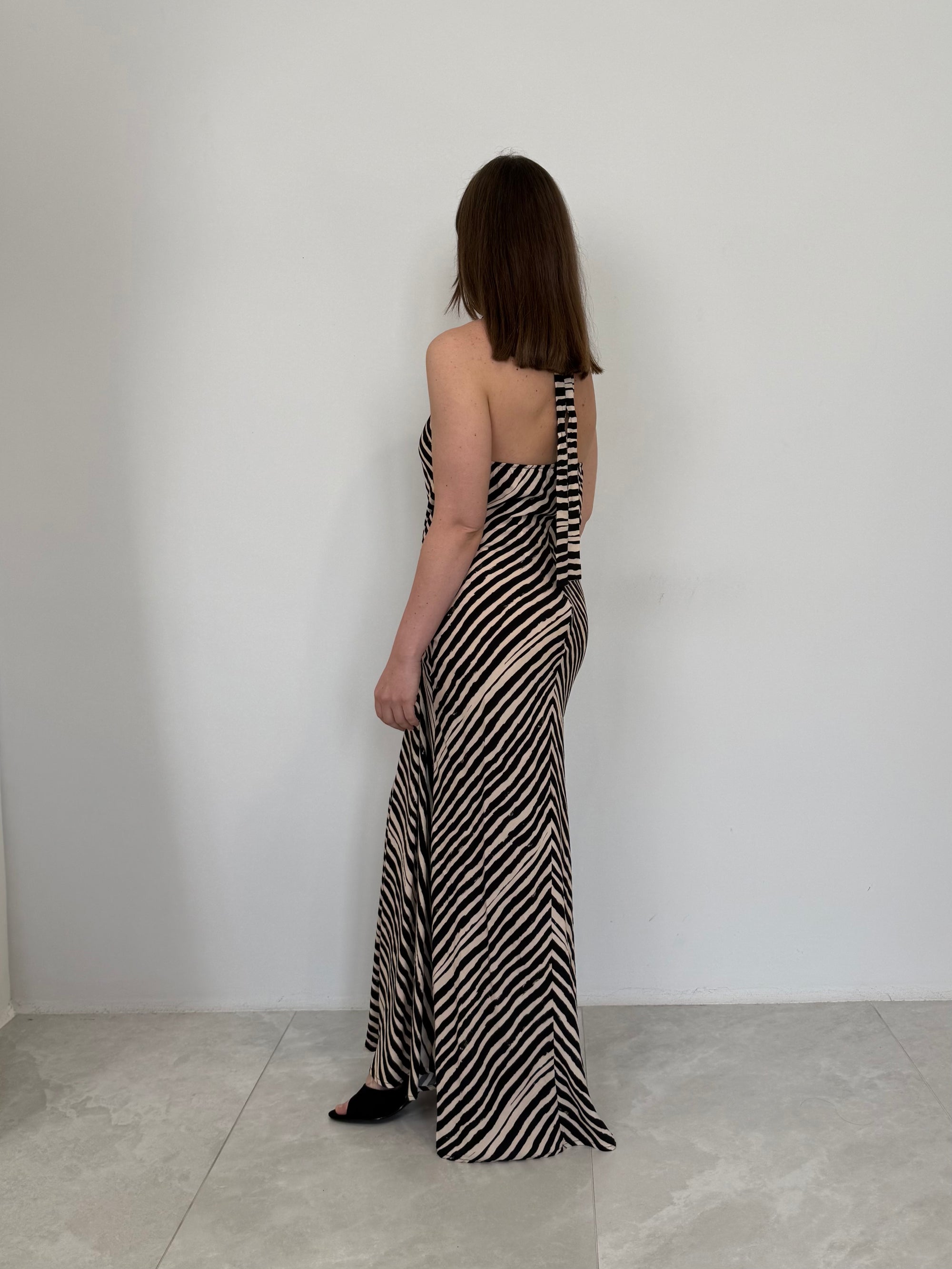 Haveone - Abito in viscosa con righe fini