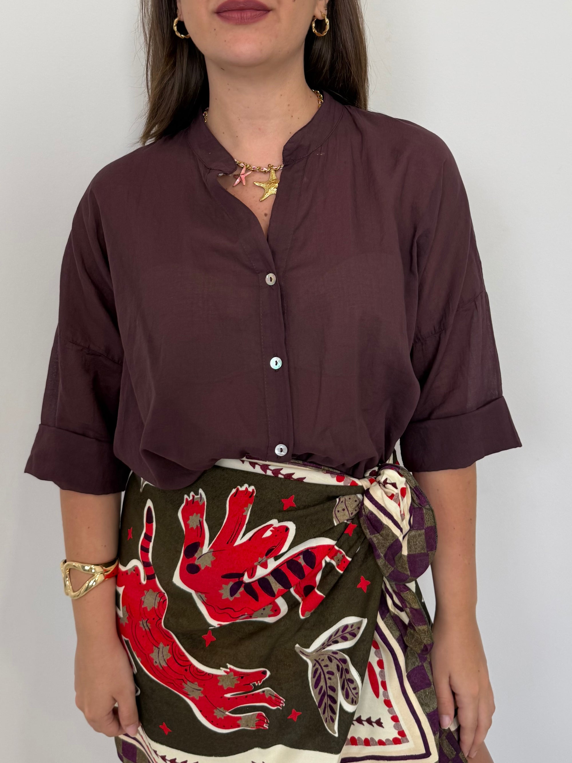 PRE-ORDINE 15/06: Haveone - Camicia in mussola di cotone fico