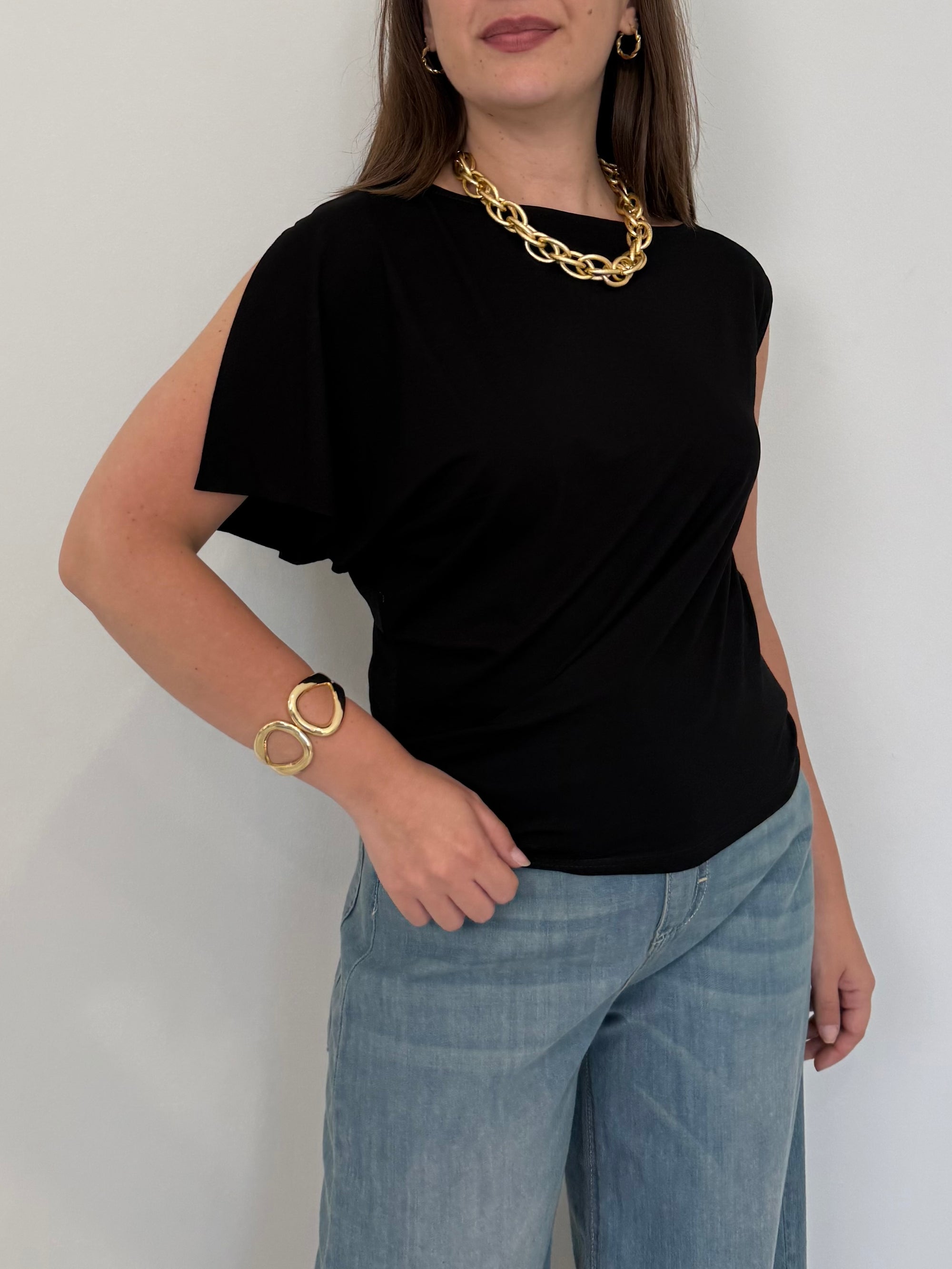 SusyMix - Maglia monospalla nera