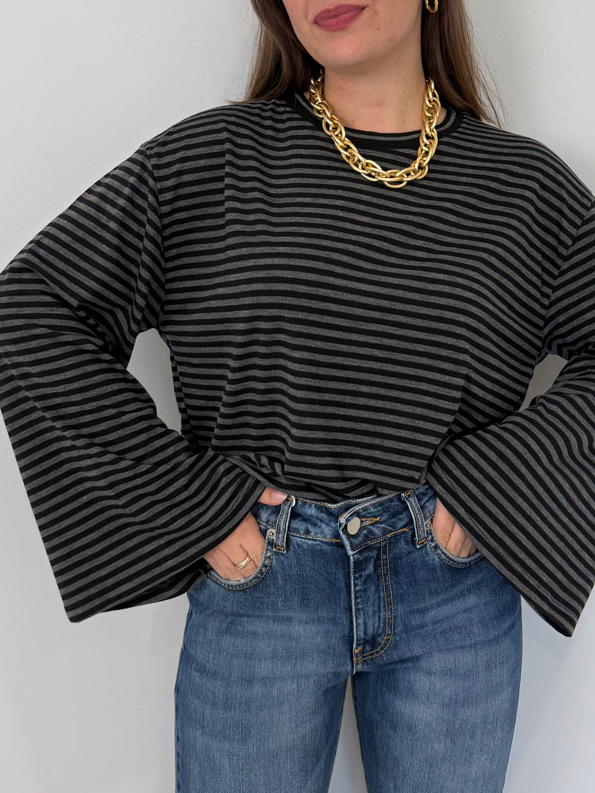 SusyMix - Maglia trapezio nera e grigia