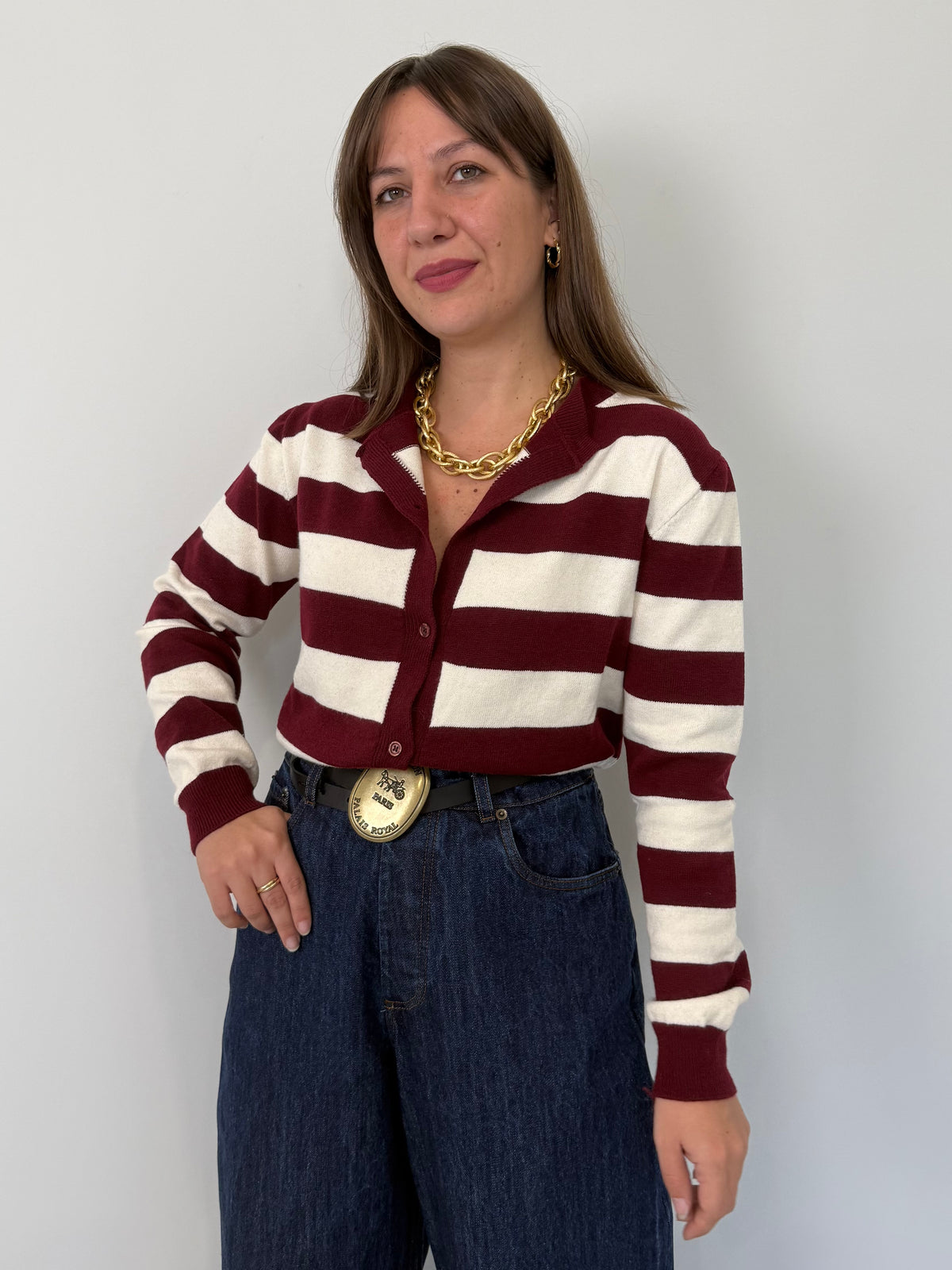 SusyMix - Cardigan rigato bordeaux