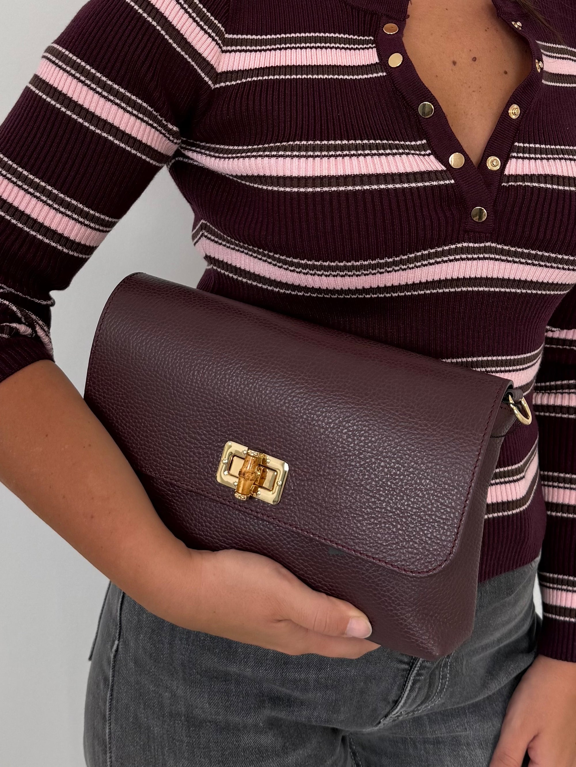 Civico23 - Borsa in vera pelle bamboo vino